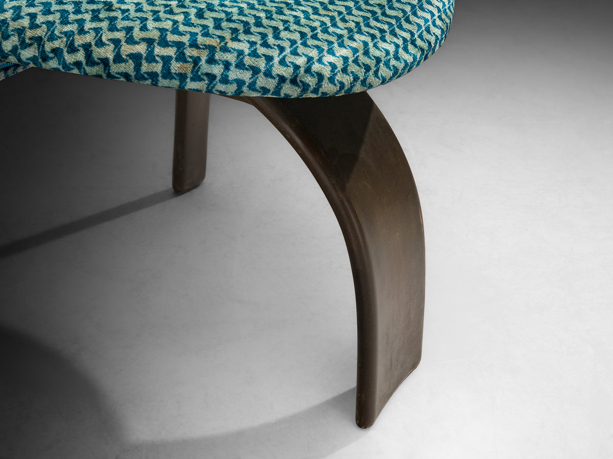 Giovanni Offredi for Saporiti Set of Four 'Sail' Dining Chairs in Turquoise Velvet Seating Morentz