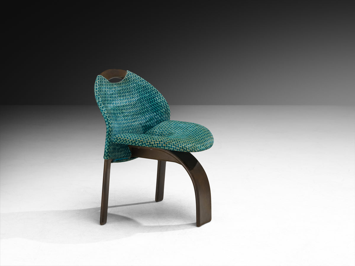 Giovanni Offredi for Saporiti Set of Four 'Sail' Dining Chairs in Turquoise Velvet Seating Morentz