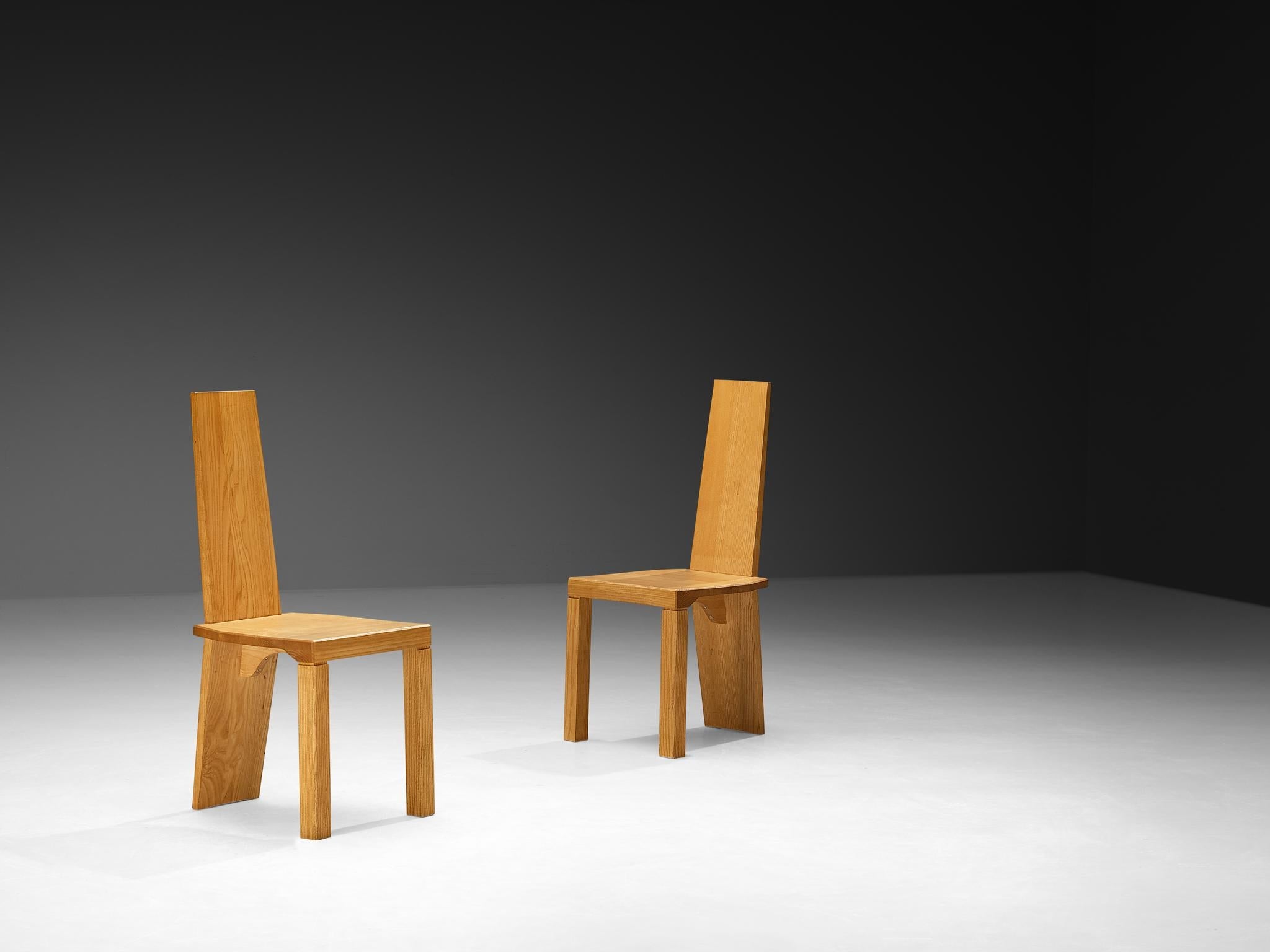 Pair of Post-Modern Dining Chairs in Solid Ash Wood seating Morentz