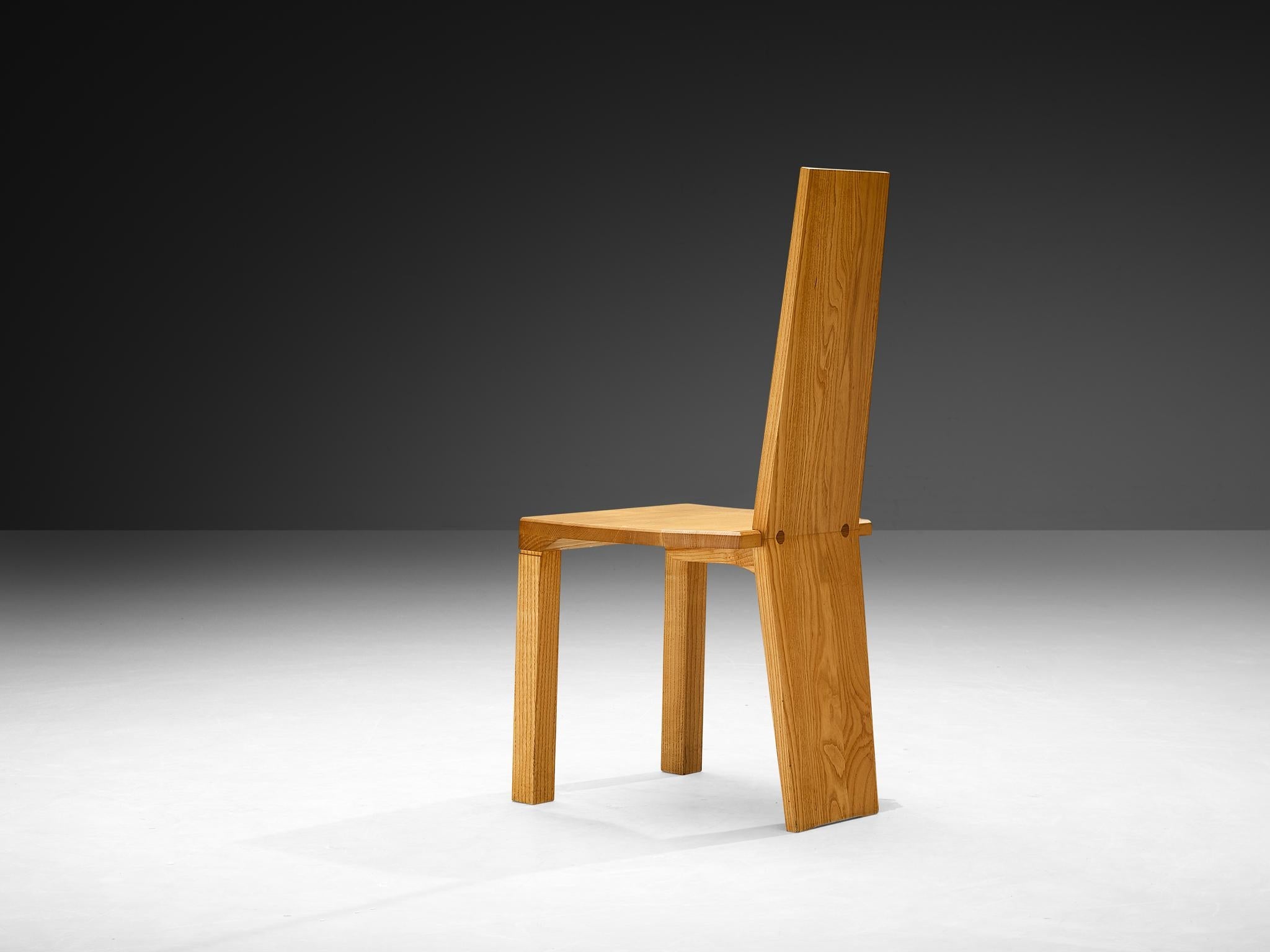 Pair of Post-Modern Dining Chairs in Solid Ash Wood seating Morentz