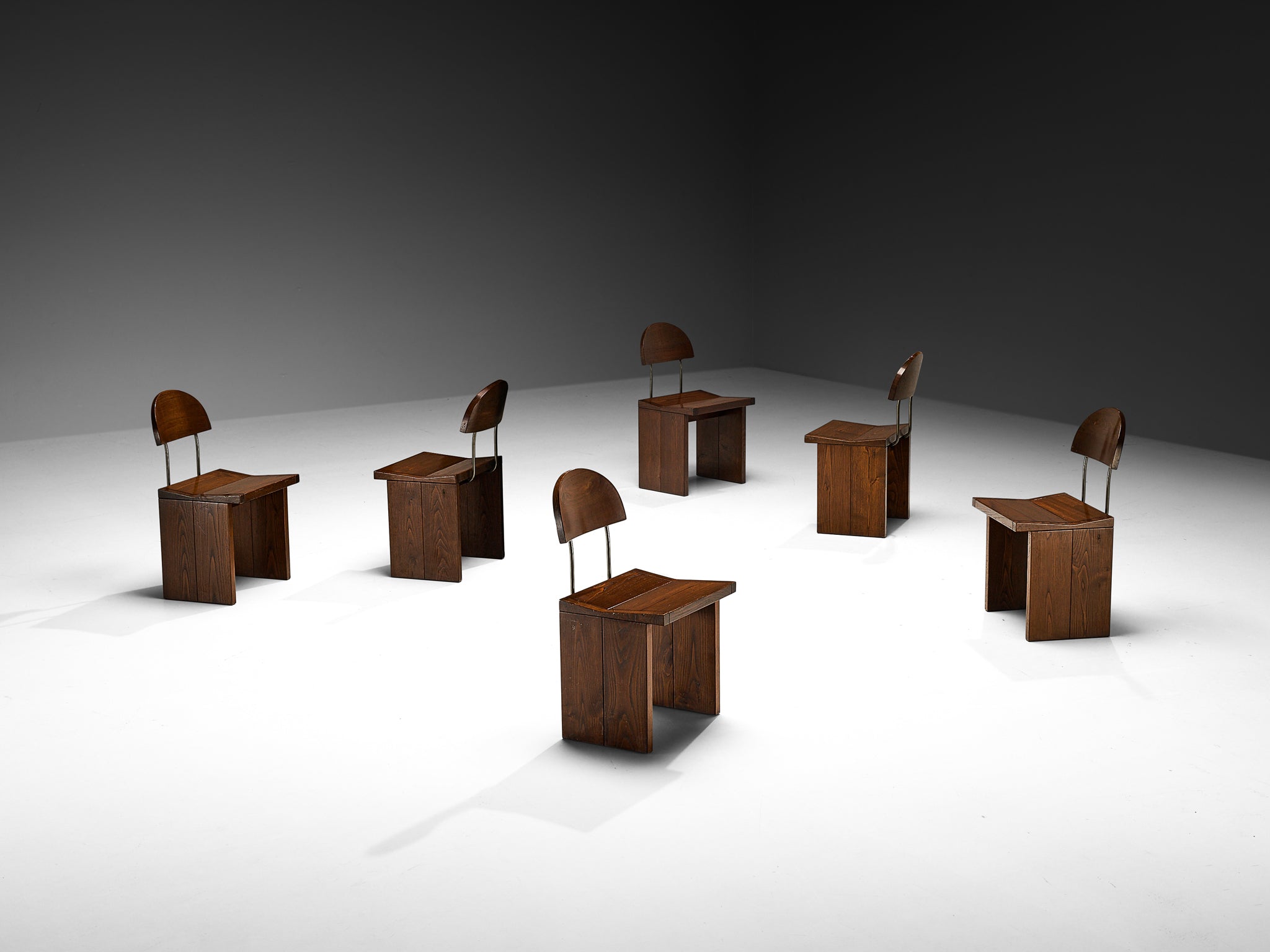 Tito Agnoli Set of Six 'Ilex' Dining Chairs in Solid Oak Seating Morentz