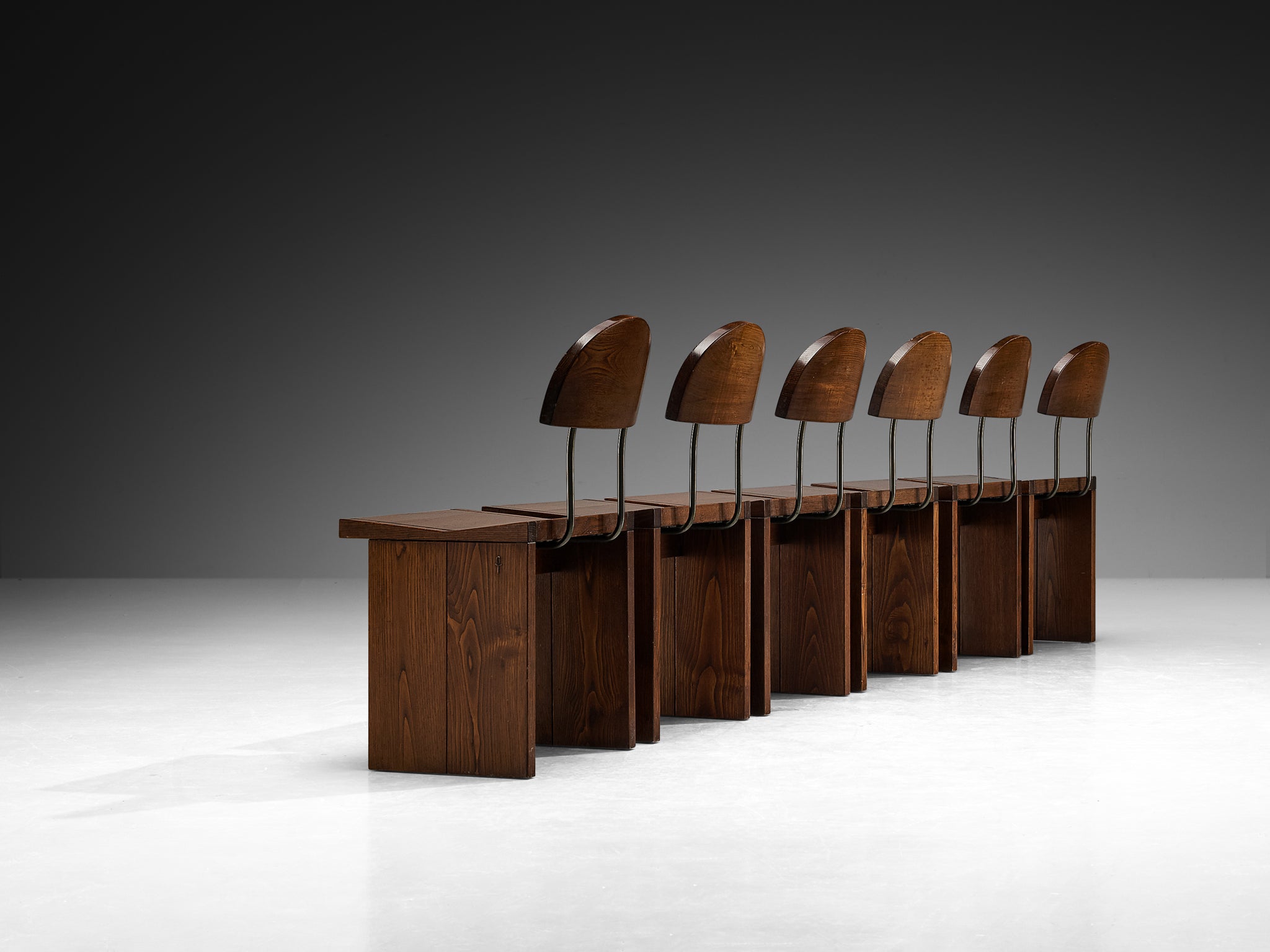 Tito Agnoli Set of Six 'Ilex' Dining Chairs in Solid Oak Seating Morentz