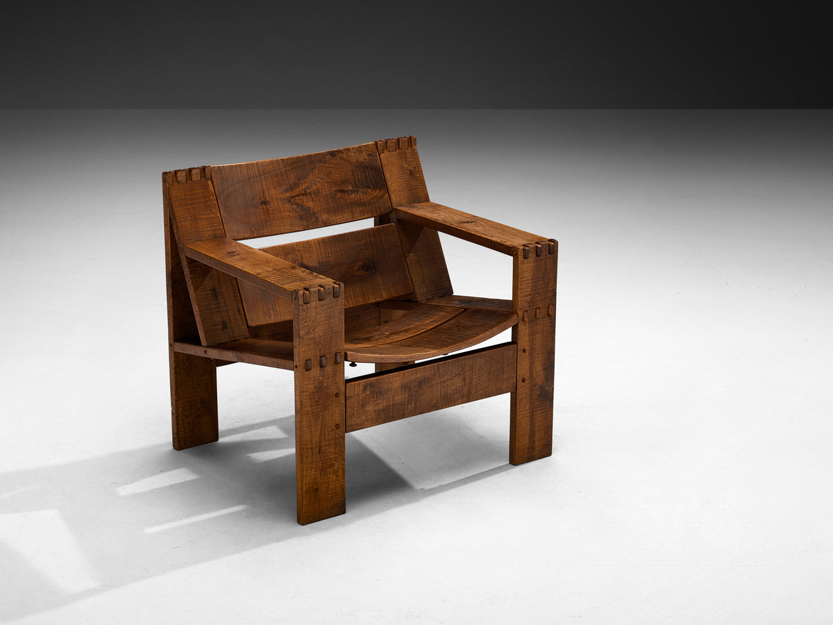 Giuseppe Rivadossi for Officina Rivadossi 'Rocca' Lounge Chair in Walnut Seating Morentz