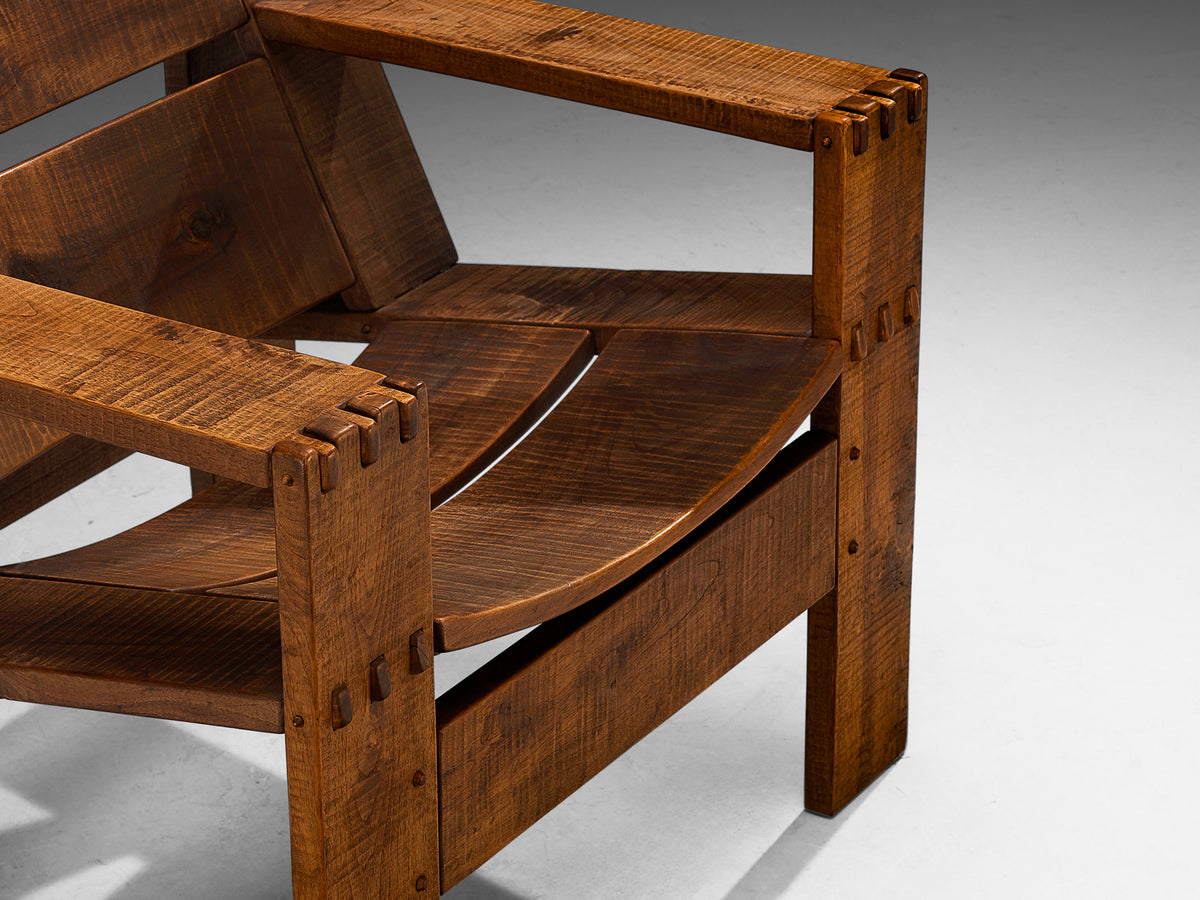 Giuseppe Rivadossi for Officina Rivadossi 'Rocca' Lounge Chair in Walnut Seating Morentz