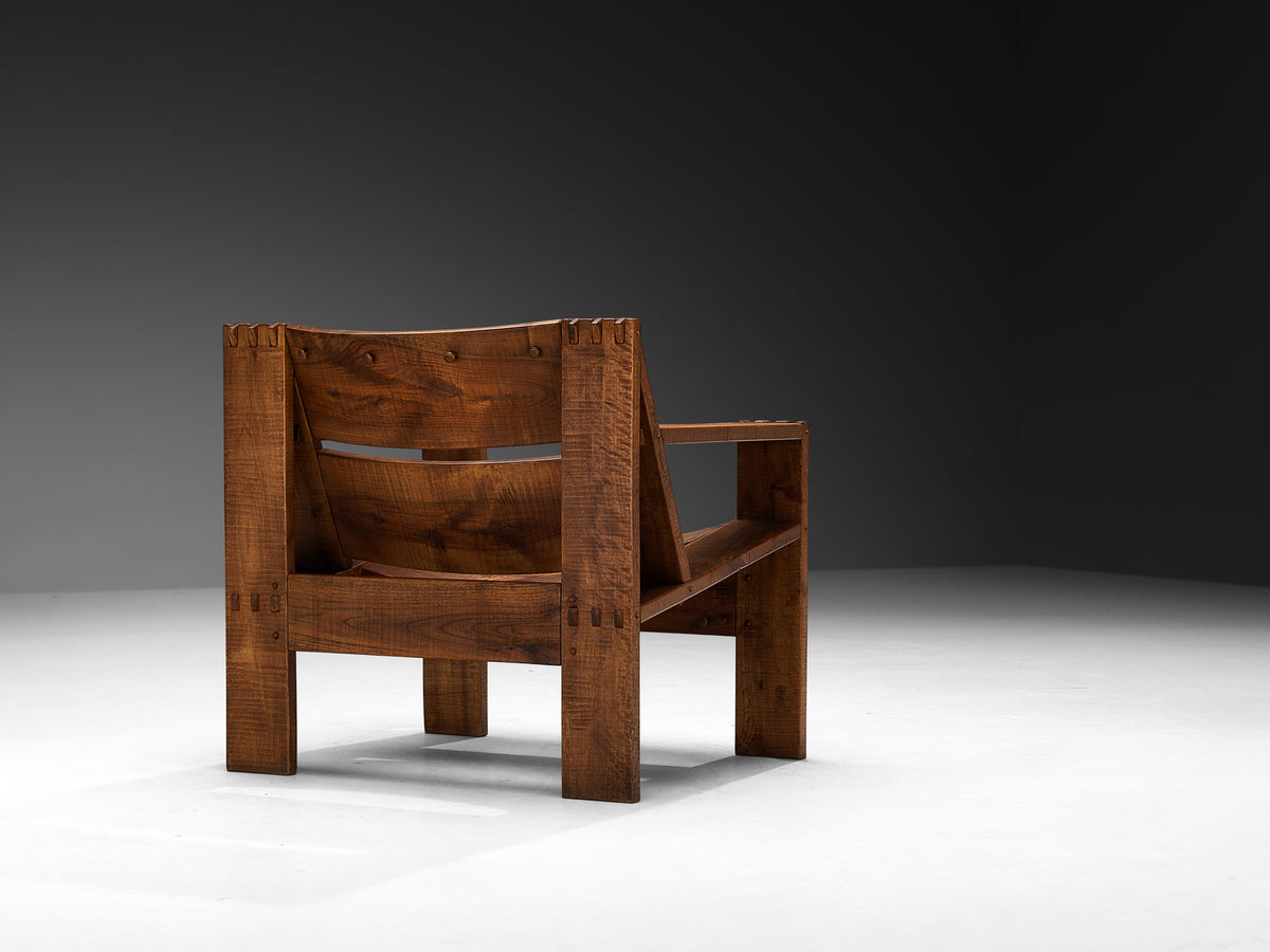 Giuseppe Rivadossi for Officina Rivadossi 'Rocca' Lounge Chair in Walnut Seating Morentz