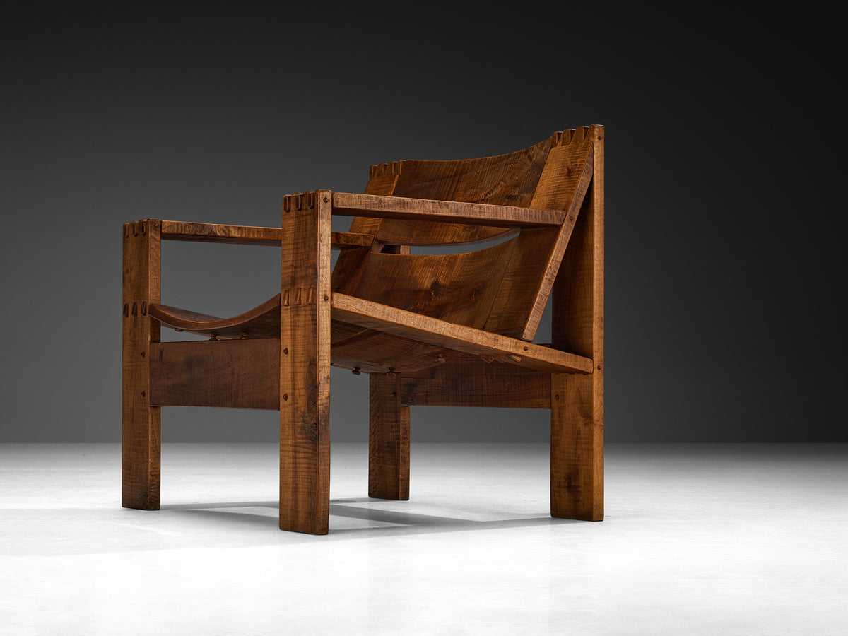 Giuseppe Rivadossi for Officina Rivadossi 'Rocca' Lounge Chair in Walnut Seating Morentz