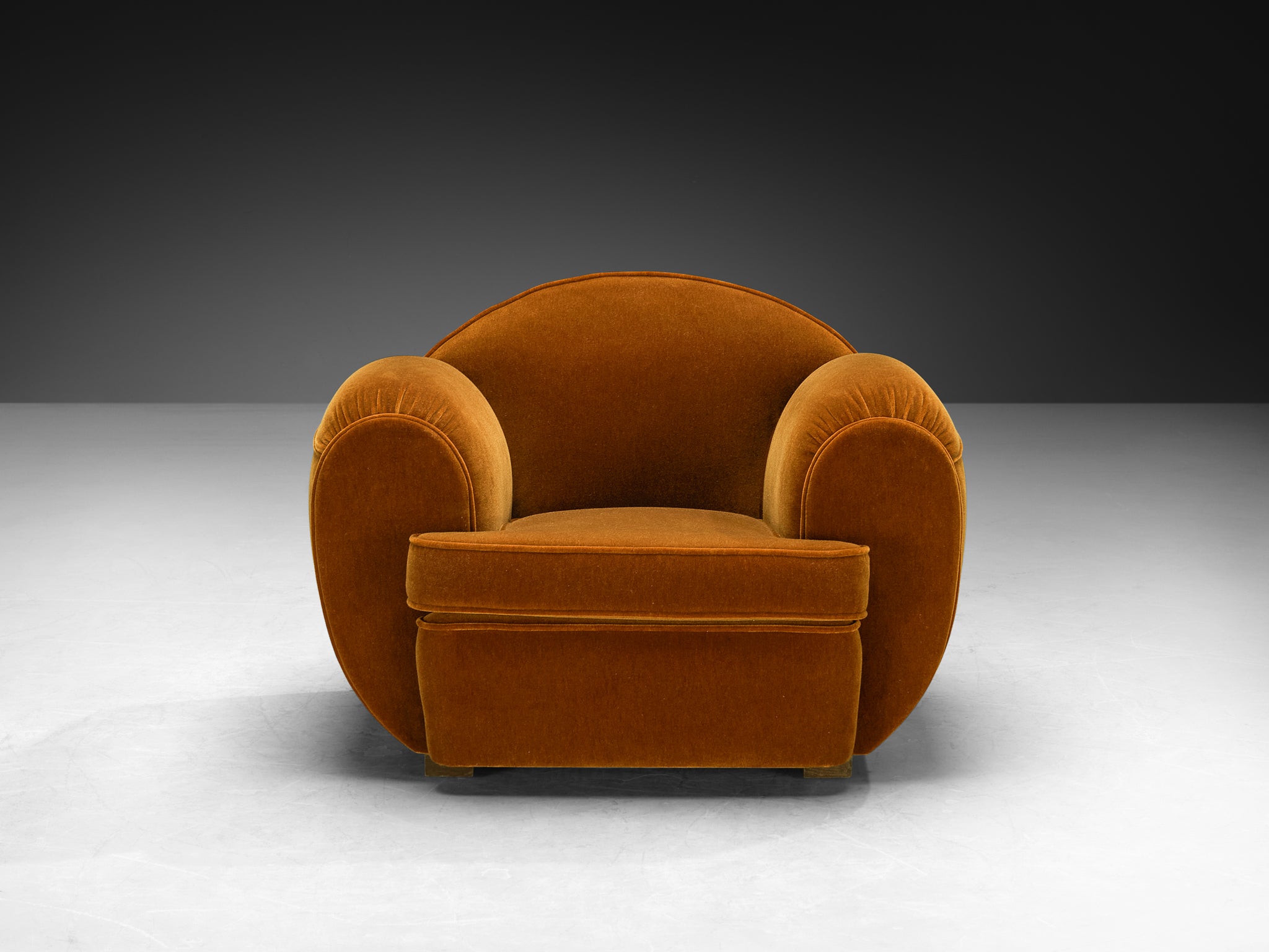 Rare René Drouet Pair of Lounge Chairs in Caramel Mohair by Pierre Frey Seating Morentz