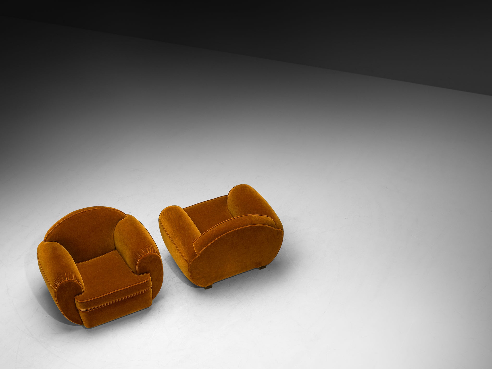 Rare René Drouet Pair of Lounge Chairs in Caramel Mohair by Pierre Frey Seating Morentz