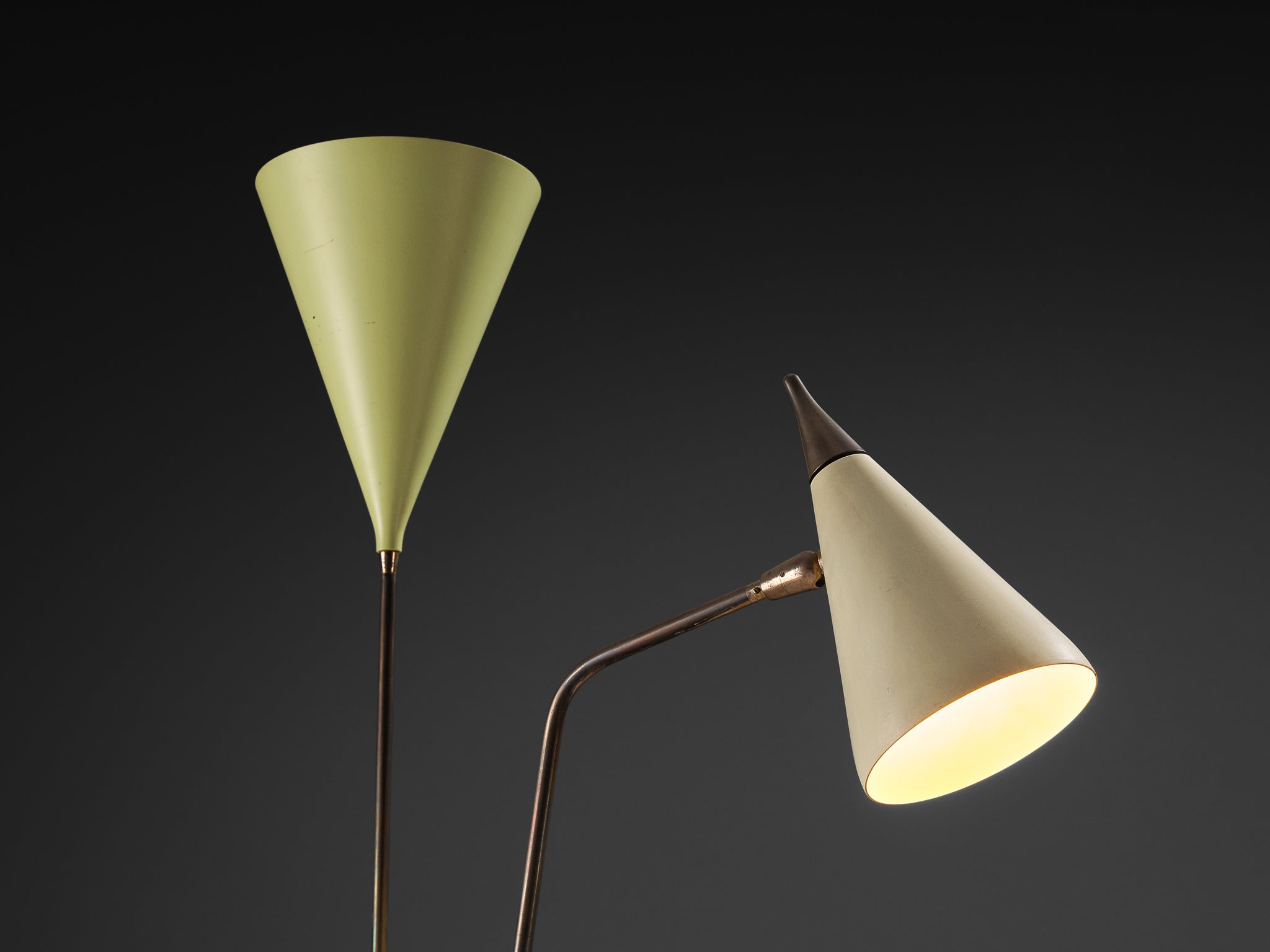 Giuseppe Ostuni for O-Luce '339/2’ Two-Armed Floor Lamp in Marble and Brass Lighting Morentz