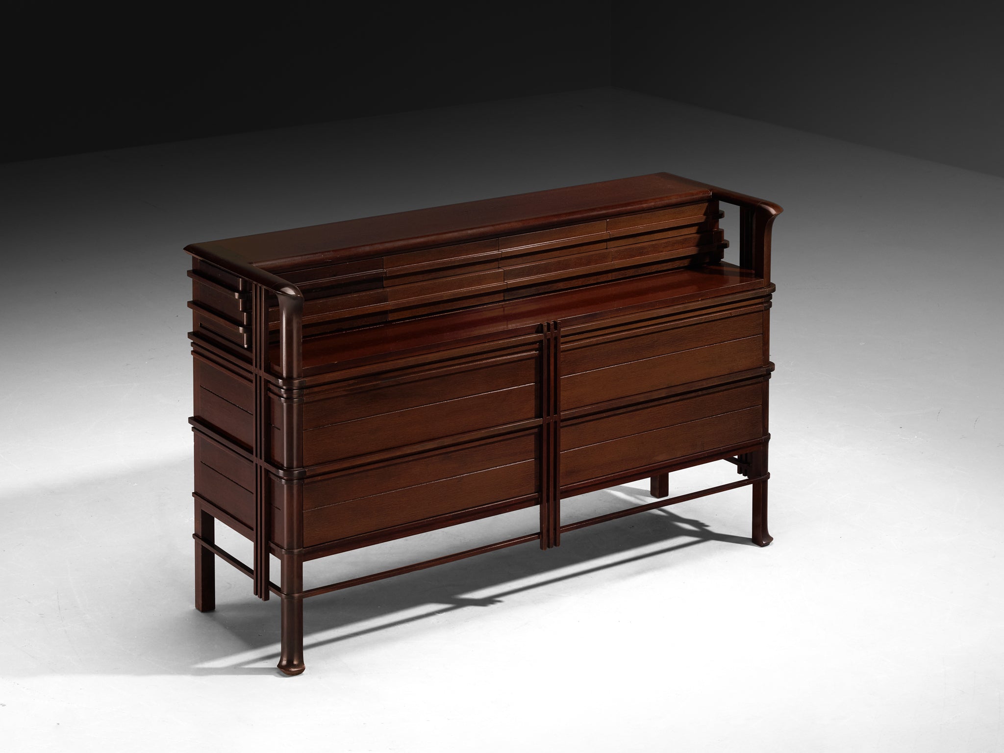 strapless open back dress 1940s Italian Chest of Drawers in Dark Red Stained Wood