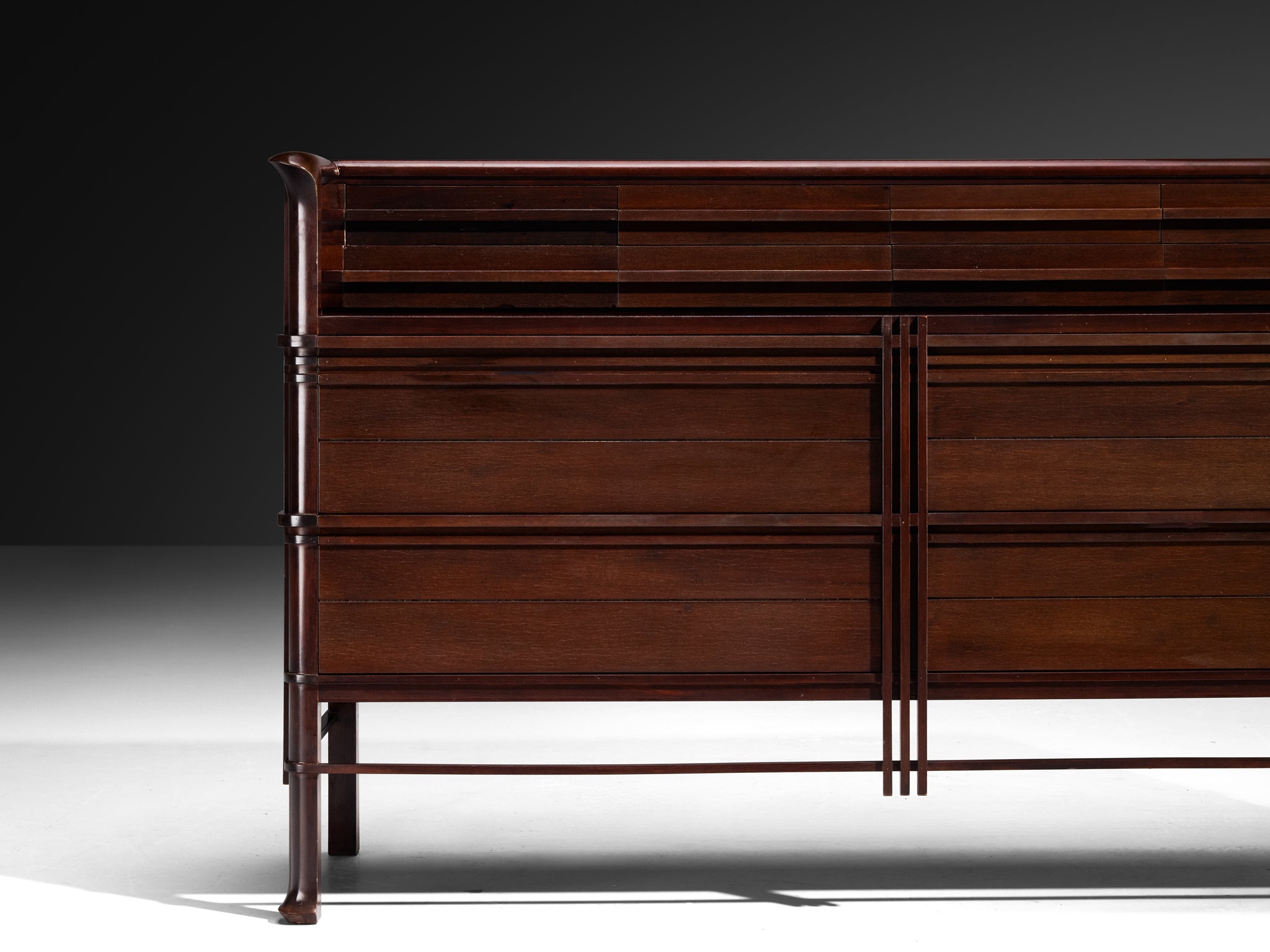 1940s Italian Chest of Drawers in Dark Red Stained Wood Case pieces and storage cabinets Morentz