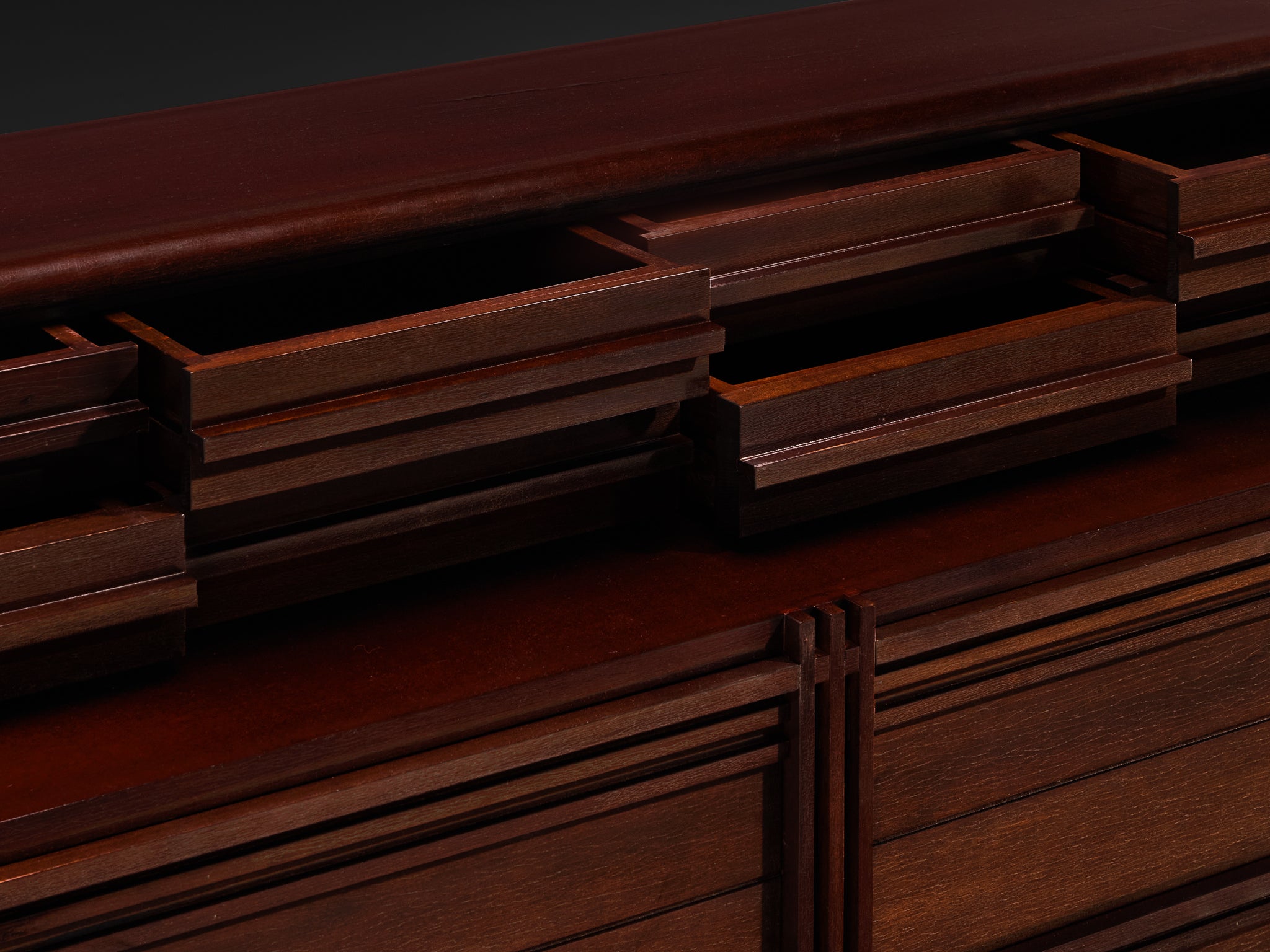 1940s Italian Chest of Drawers in Dark Red Stained Wood Case pieces and storage cabinets Morentz