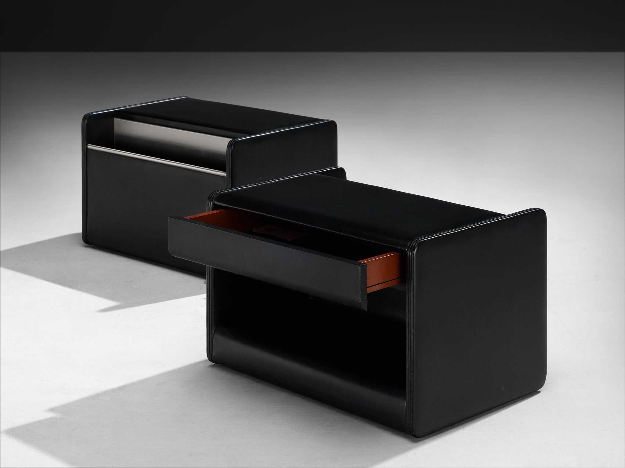 Luigi Massoni for Poltrona Frau Night Stands or Side Tables in Black Leather More Furniture and Collectibles Morentz