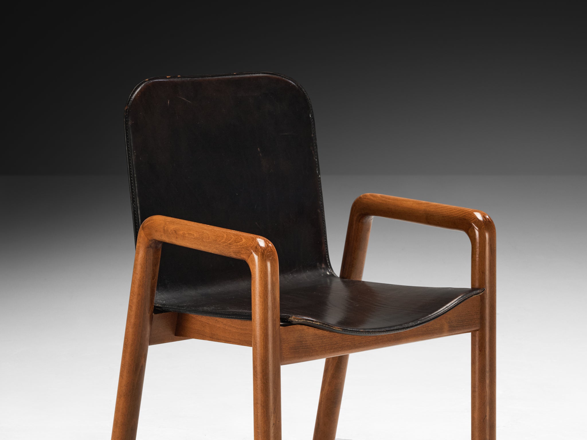 Guido Faleschini for I4 Mariani Set of Ten 'Dilos' Dining Chairs in Leather and Wood Seating Morentz
