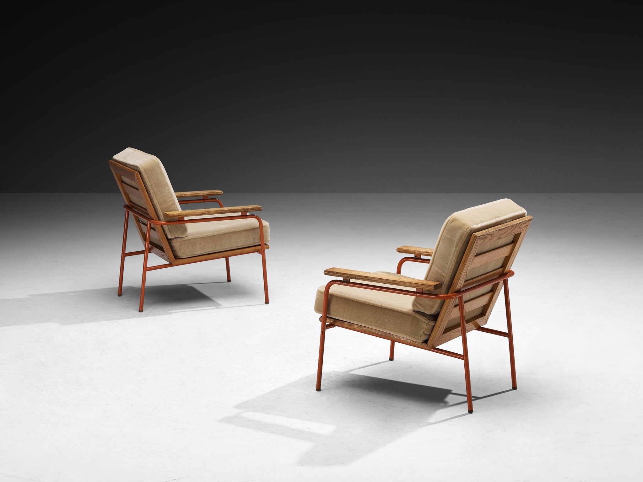 Rare Jørgen Magnussen for Peder Pedersen Pair of Lounge Chairs in Beige Mohair by Pierre Frey