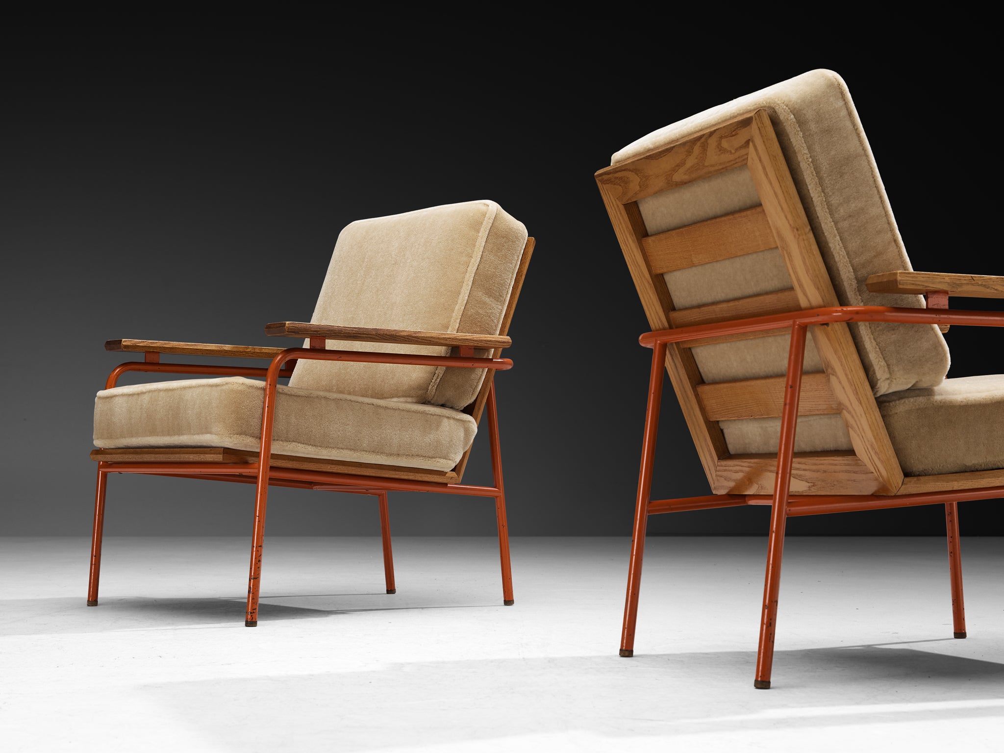 Rare Jørgen Magnussen for Peder Pedersen Pair of Lounge Chairs in Beige Mohair by Pierre Frey