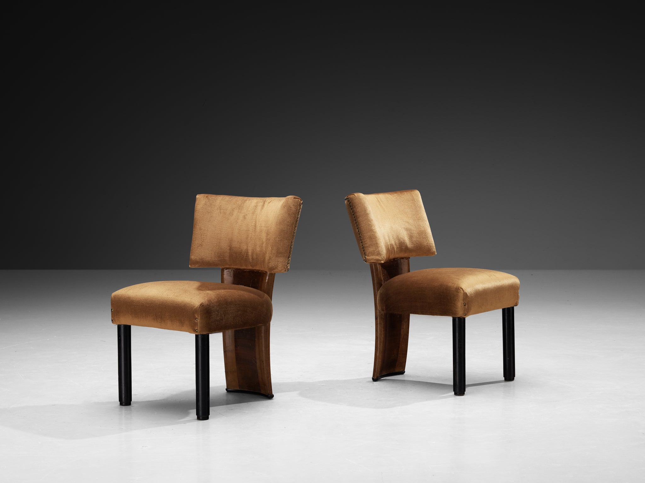Ernesto Valabrega for Vittorio Valabrega Pair of Chairs in Walnut Seating Morentz