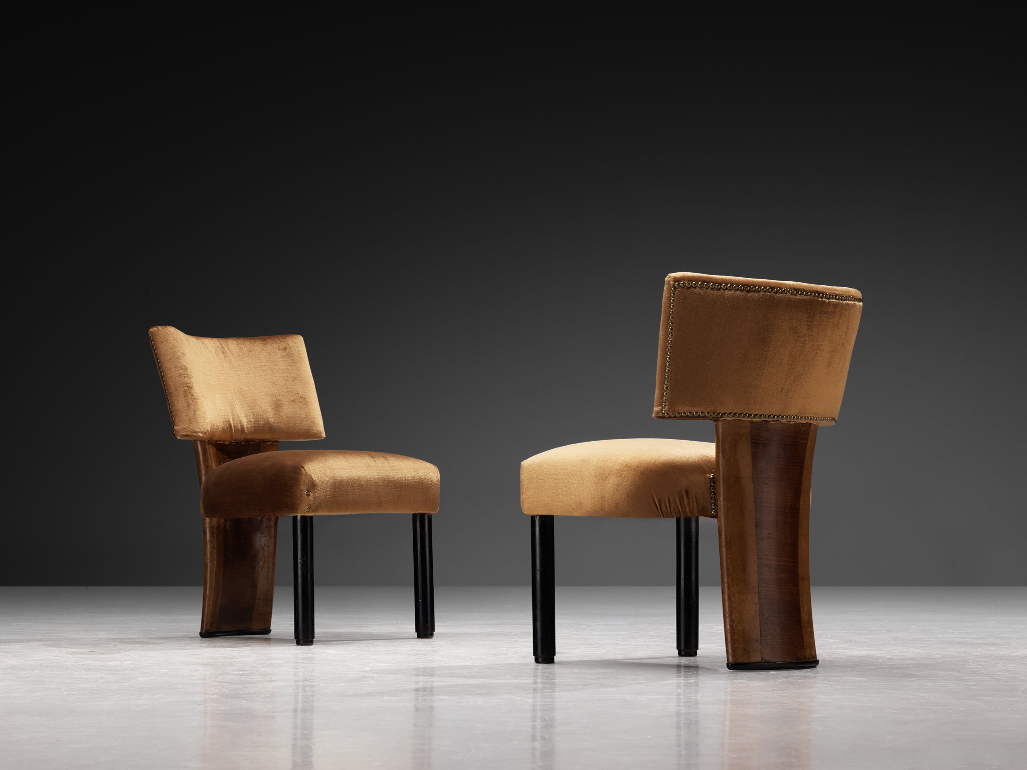 Ernesto Valabrega for Vittorio Valabrega Pair of Chairs in Walnut Seating Morentz