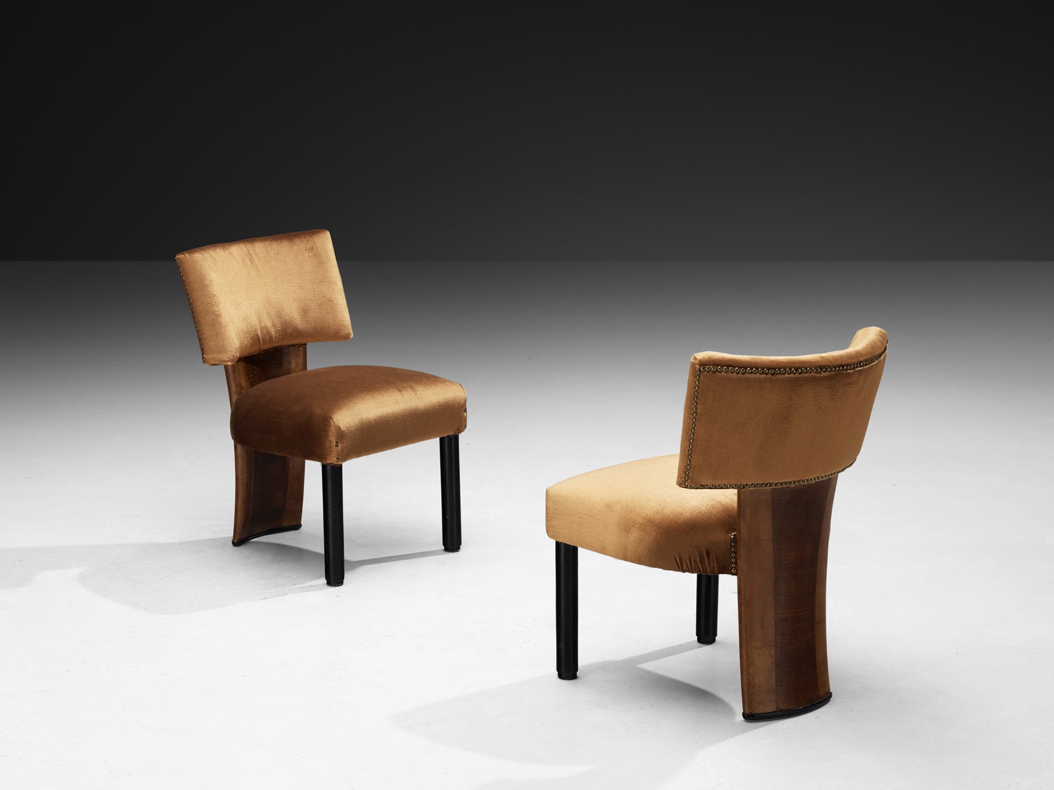 Ernesto Valabrega for Vittorio Valabrega Pair of Chairs in Walnut Seating Morentz