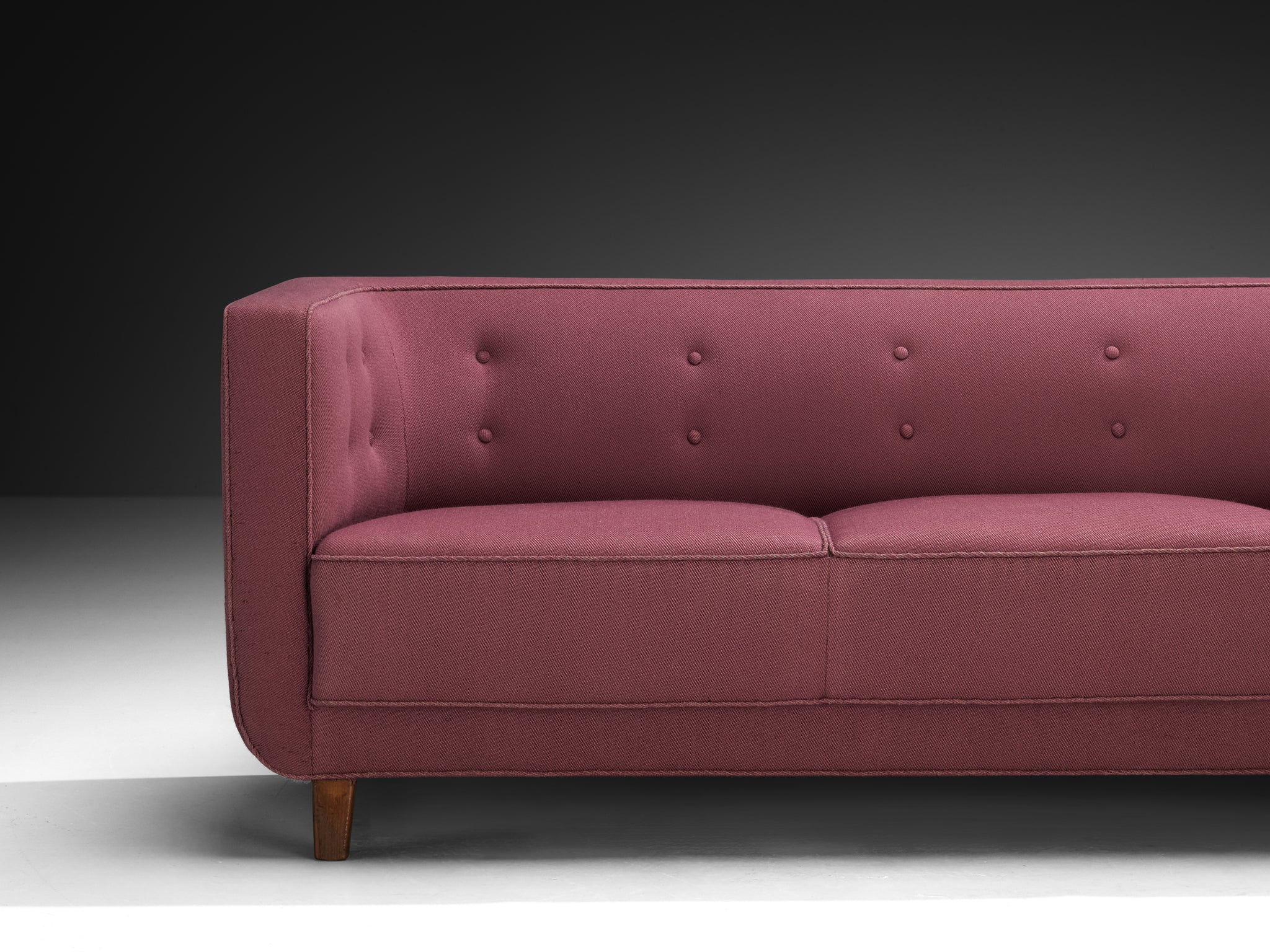 1930s Danish Three Seat Sofa in Soft Purple Colored Fabric Seating Morentz