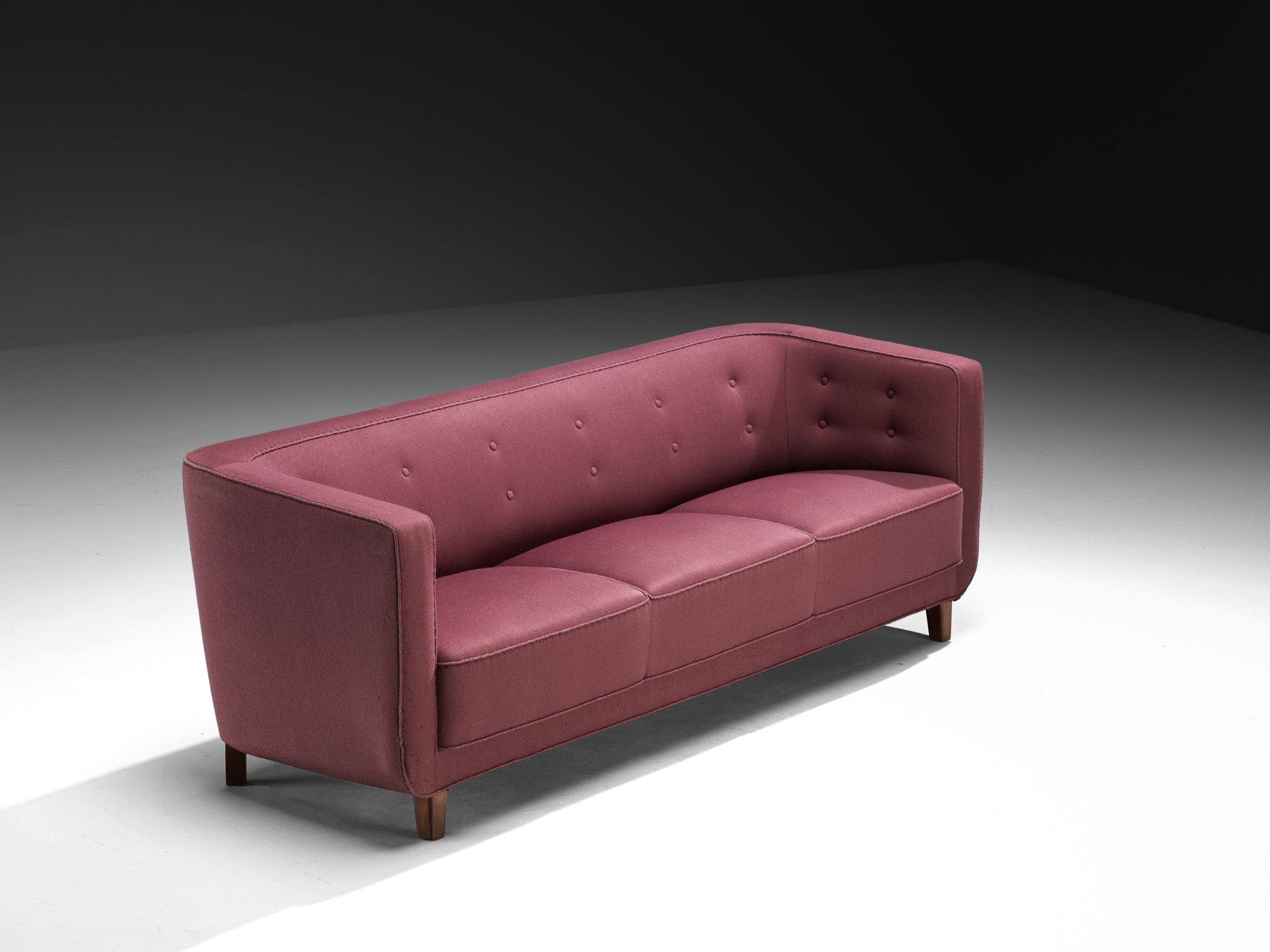 1930s Danish Three Seat Sofa in Soft Purple Colored Fabric Seating Morentz
