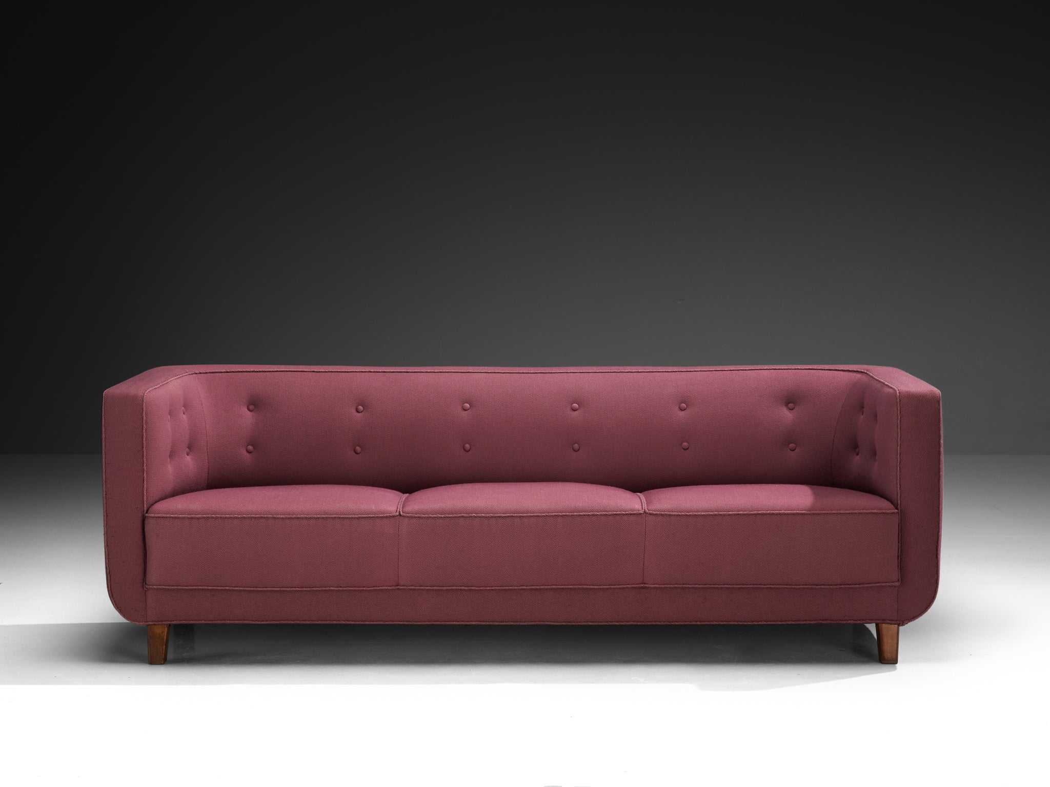 1930s Danish Three Seat Sofa in Soft Purple Colored Fabric Seating Morentz