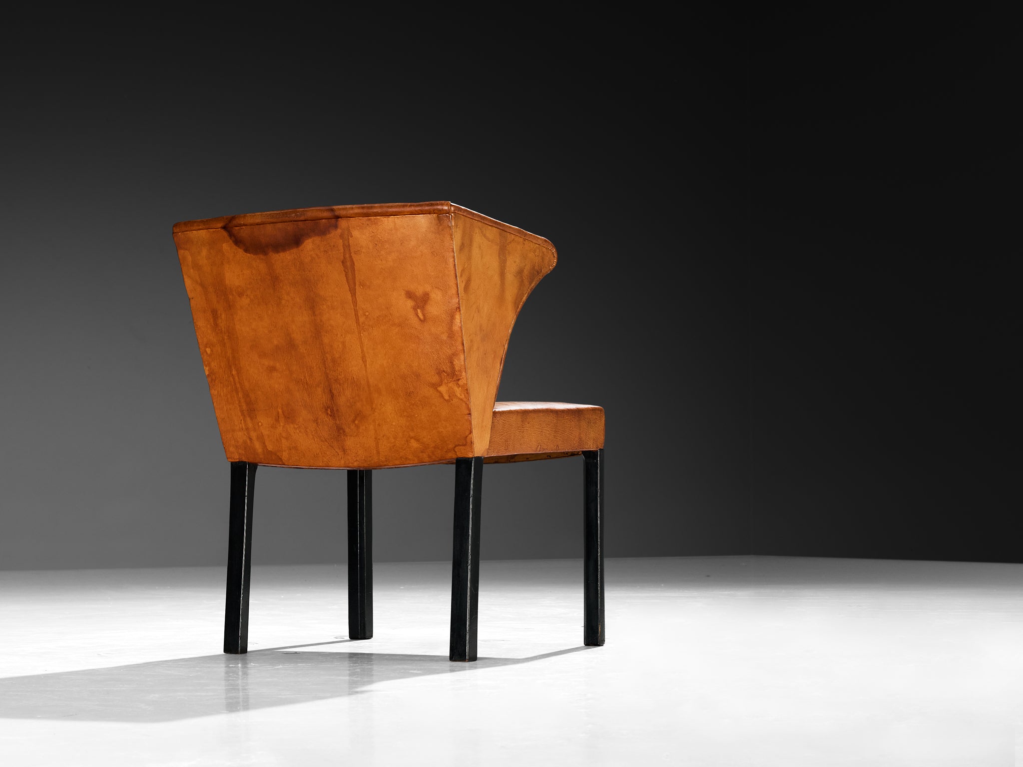 Frits Henningsen Armchair in Patinated Cognac Niger Leather Seating Morentz
