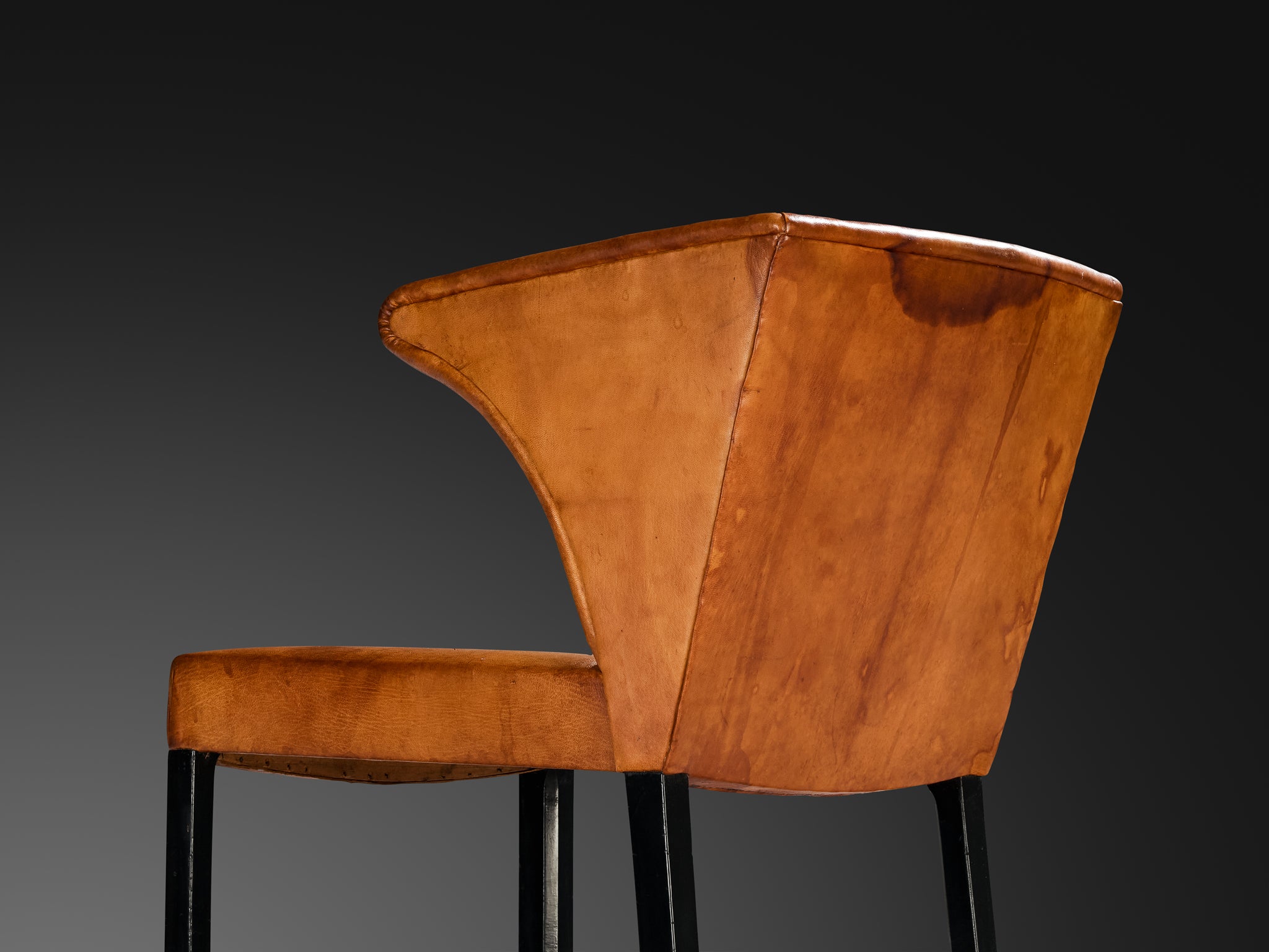 Frits Henningsen Armchair in Patinated Cognac Niger Leather Seating Morentz