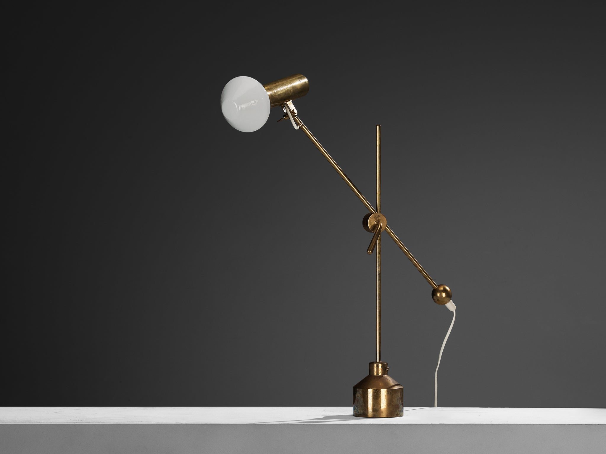 Tapio Wirkkala for Idman Rare Desk Lamp in Brass and Glass Lighting Morentz