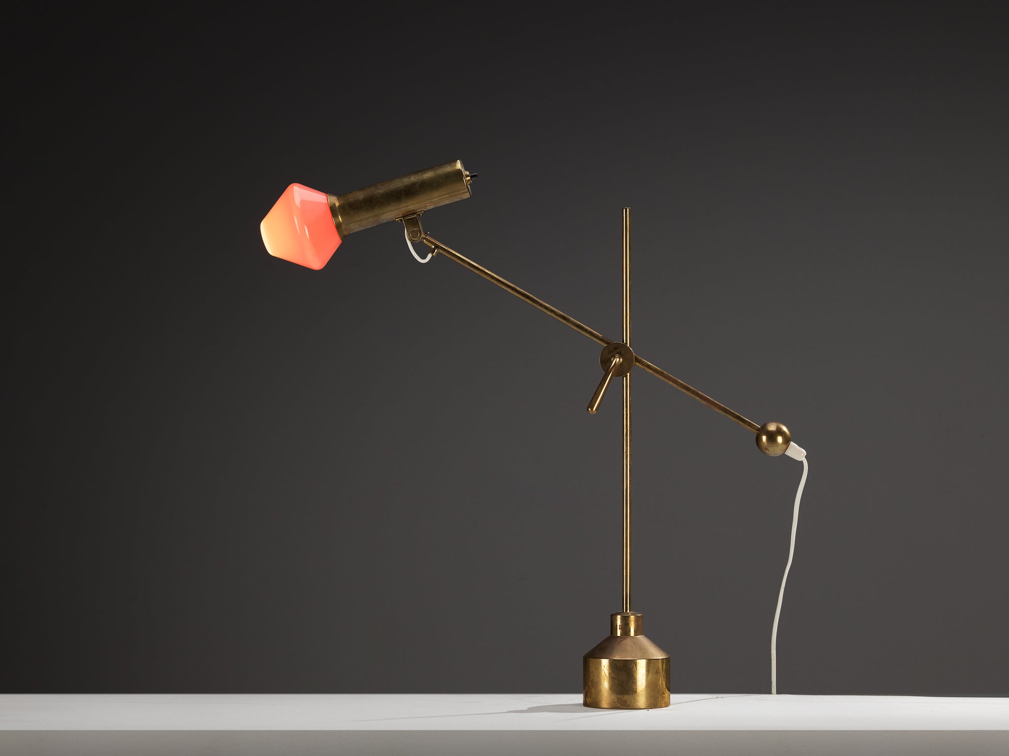 Tapio Wirkkala for Idman Rare Desk Lamp in Brass and Glass Lighting Morentz