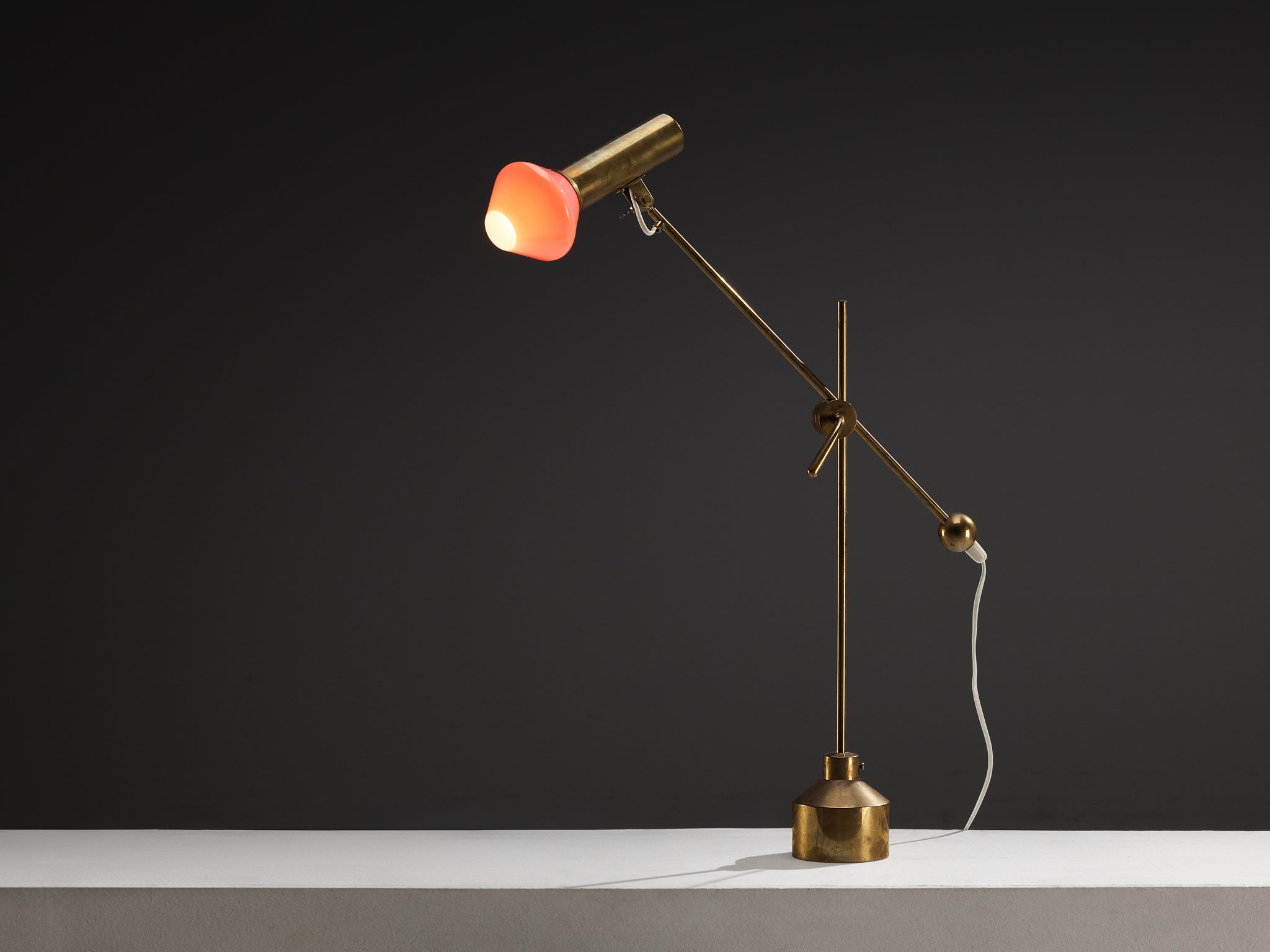 Tapio Wirkkala for Idman Rare Desk Lamp in Brass and Glass Lighting Morentz