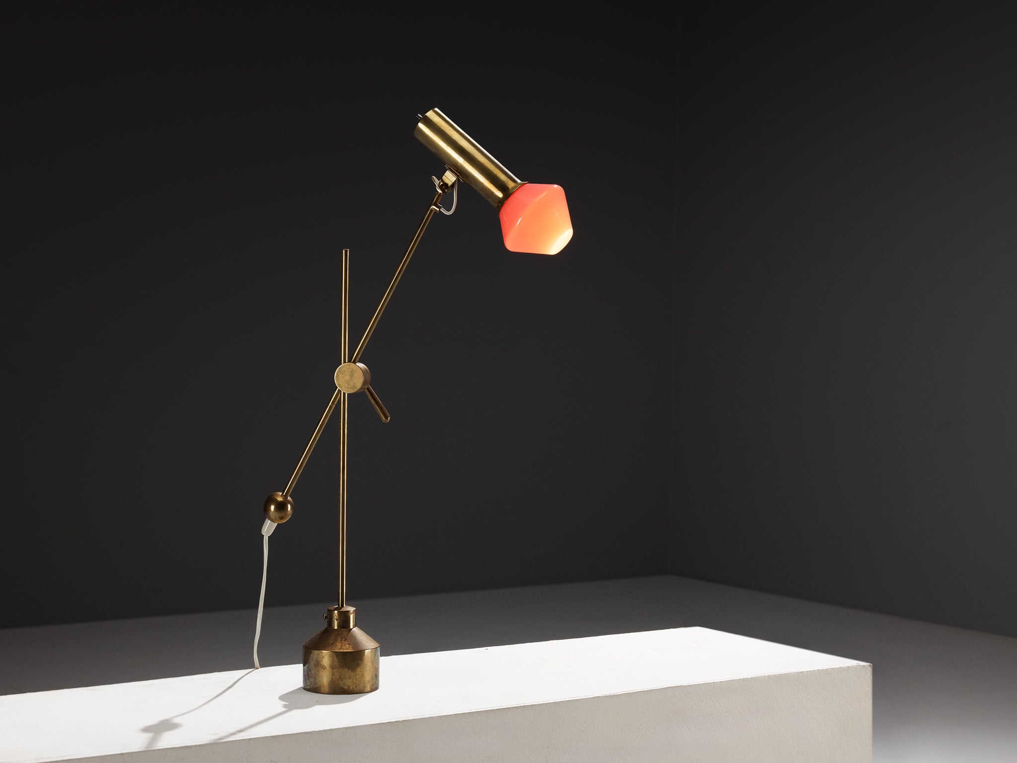 Tapio Wirkkala for Idman Rare Desk Lamp in Brass and Glass Lighting Morentz