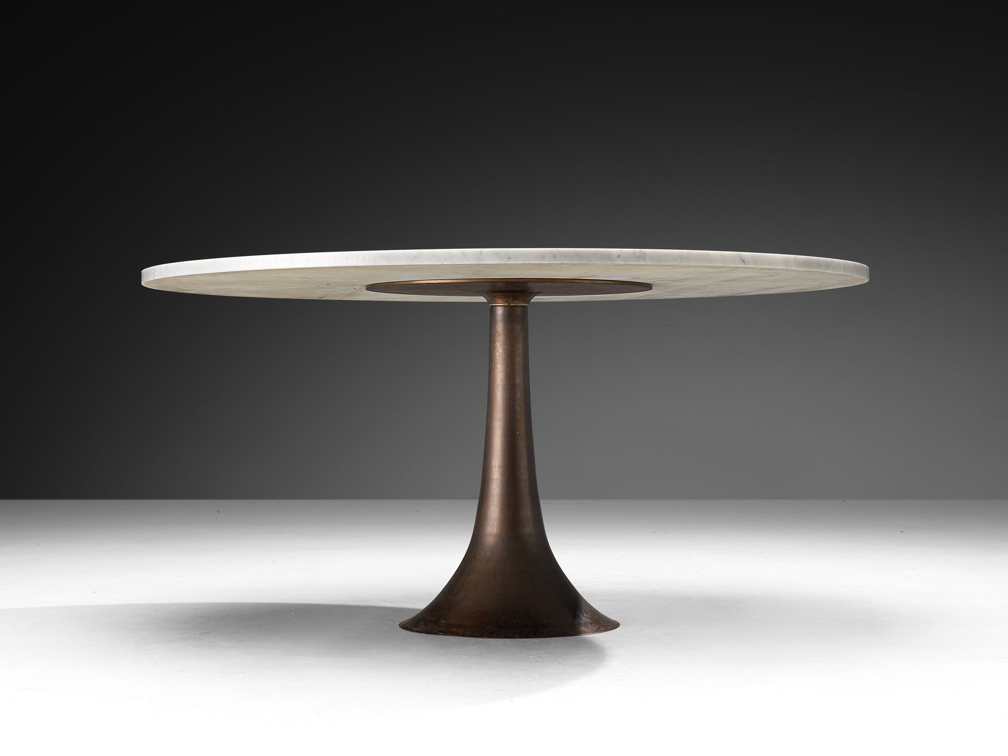 Angelo Mangiarotti for Bernini Sculptural Dining Table 302 in Marble and Bronze Tables Morentz