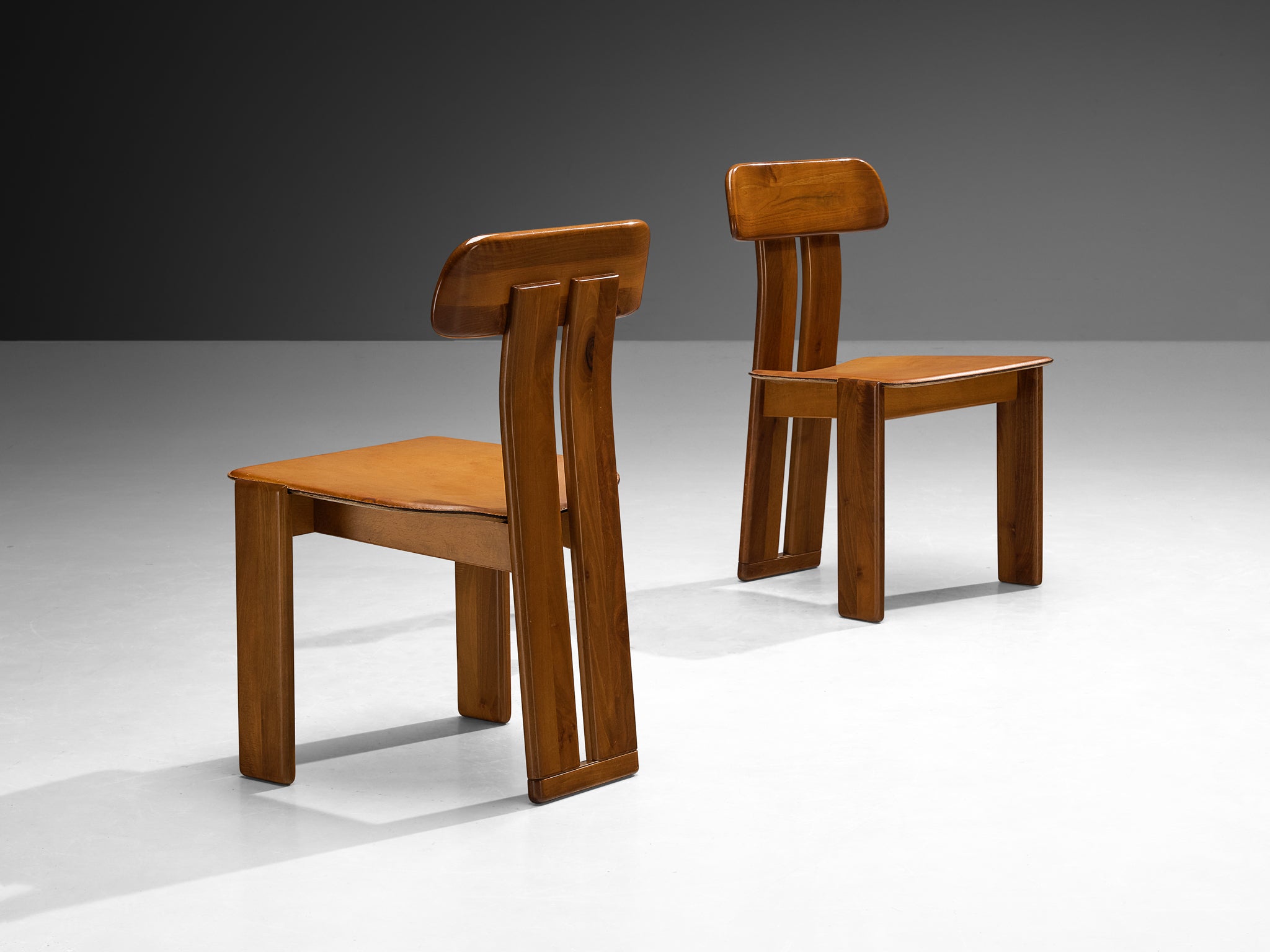 Mario Marenco for Mobil Girgi Set of Four Dining Chairs in Walnut Seating Morentz