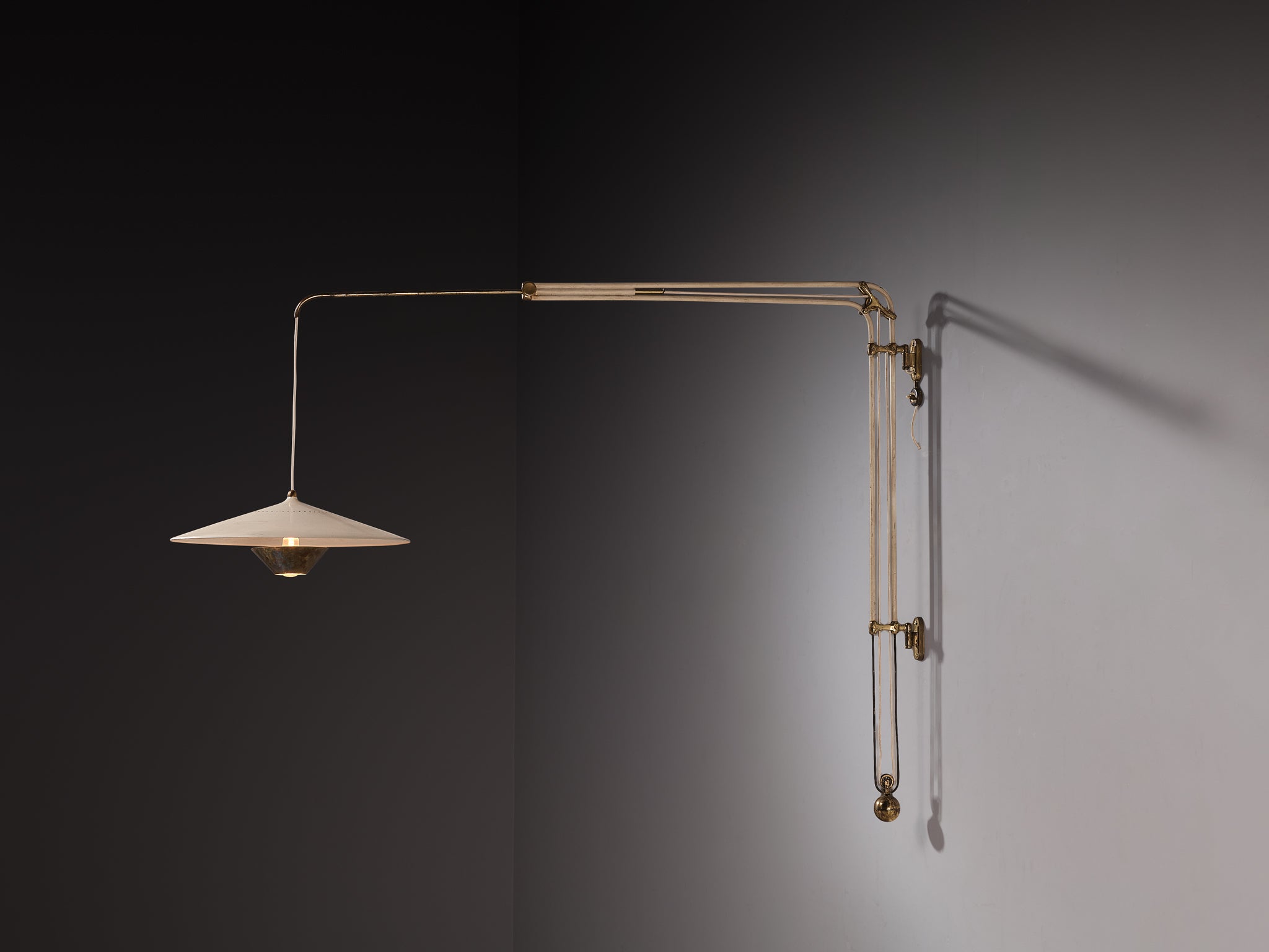 Franco Buzzi for O-Luce Wall Light in Brass and Aluminum Lighting Morentz