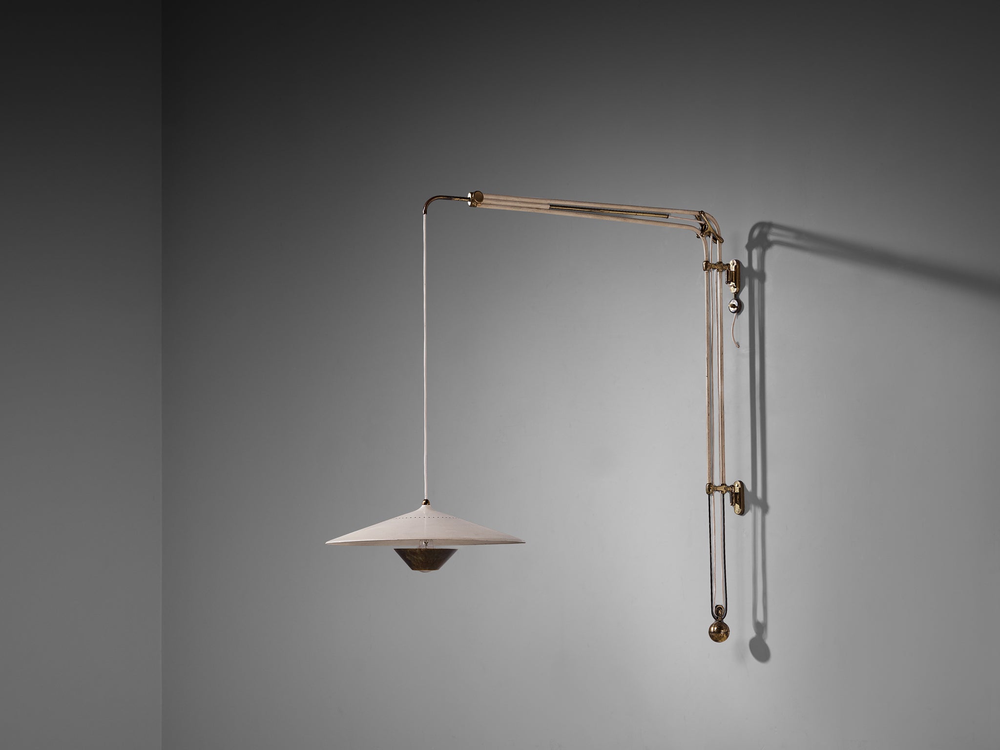 Franco Buzzi for O-Luce Wall Light in Brass and Aluminum Lighting Morentz