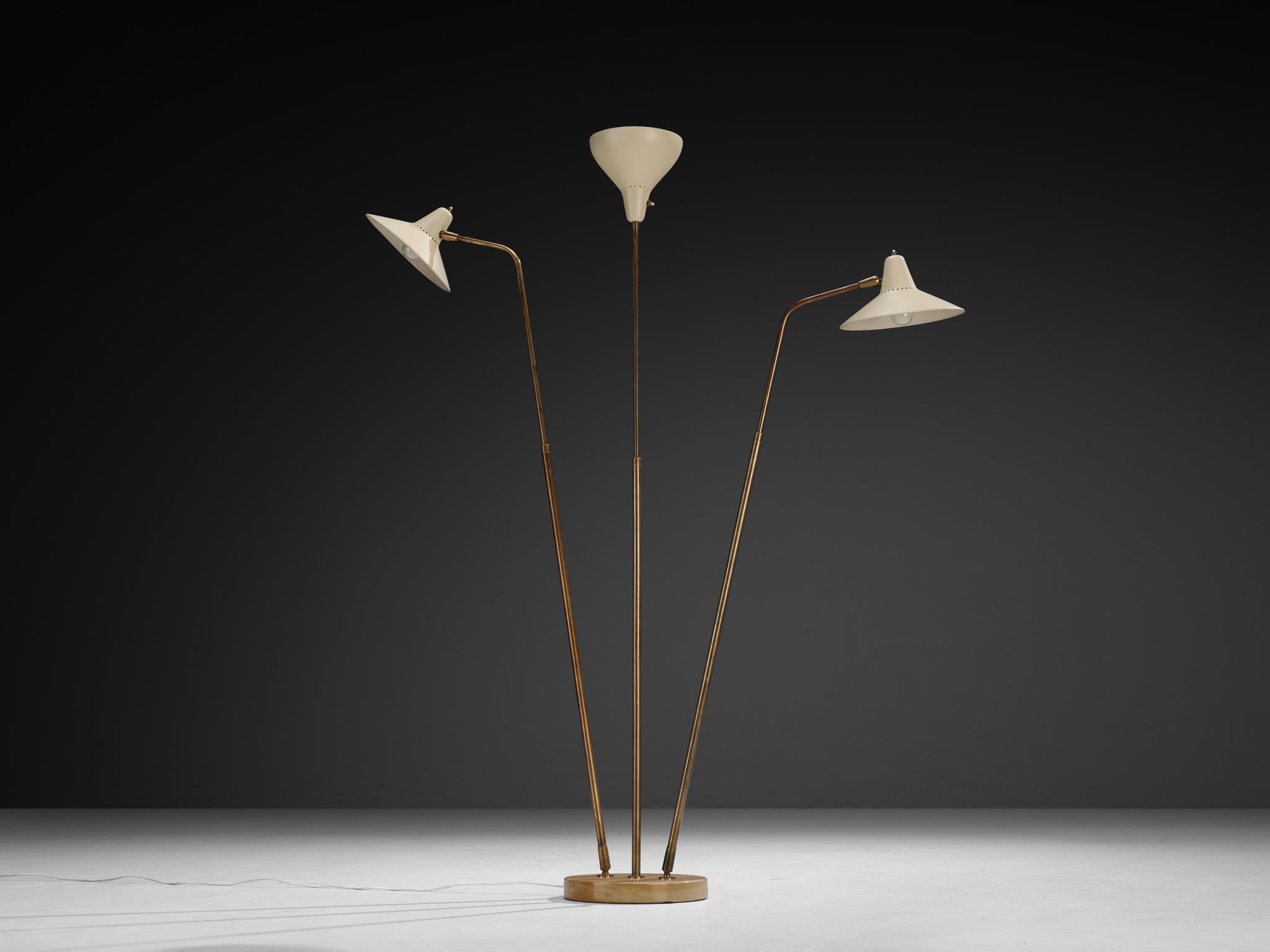 Rare Giuseppe Ostuni for O-Luce ’339/3’ Three-Armed Floor Lamp Lighting Morentz