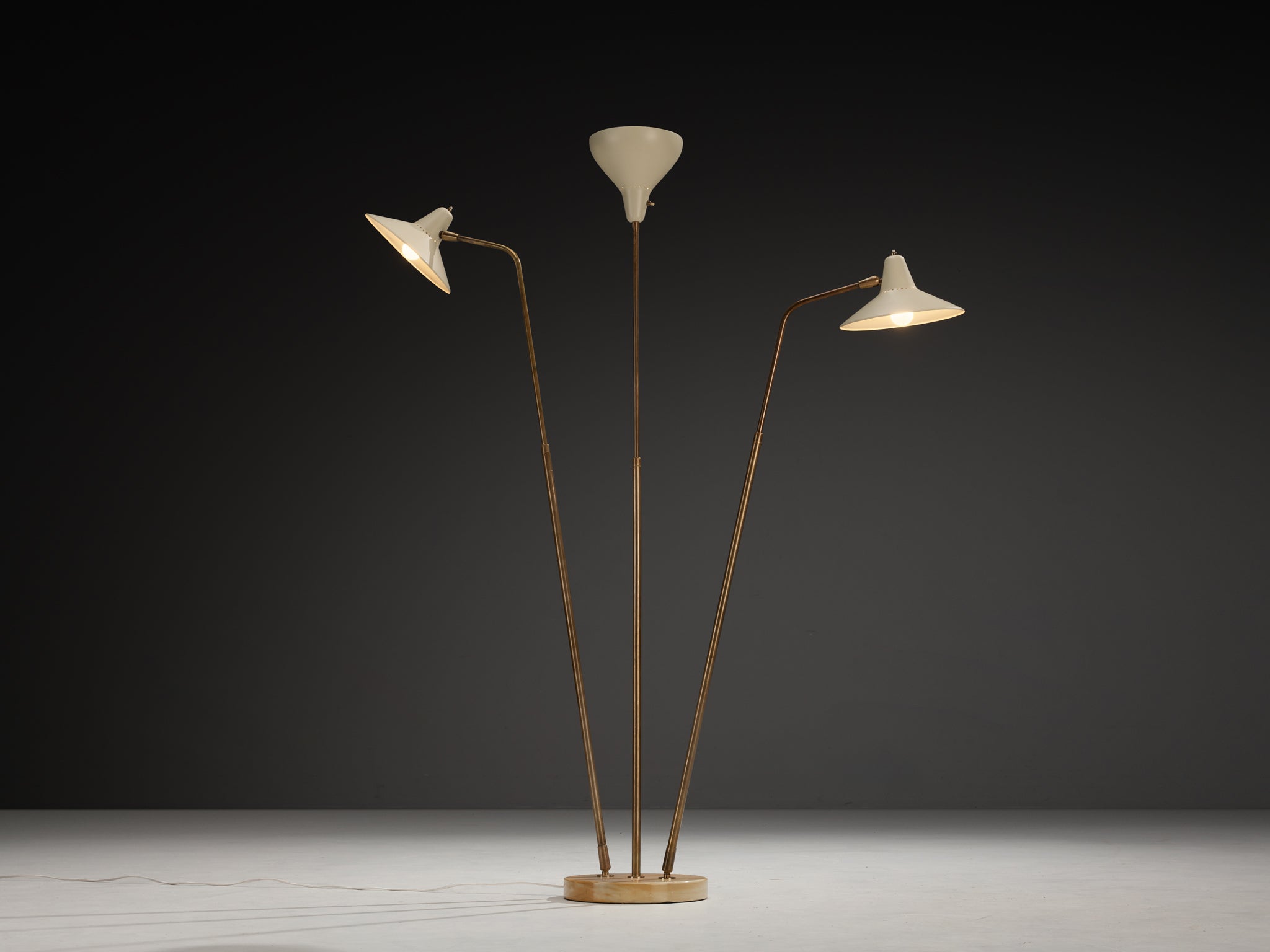 Rare Giuseppe Ostuni for O-Luce ’339/3’ Three-Armed Floor Lamp Lighting Morentz