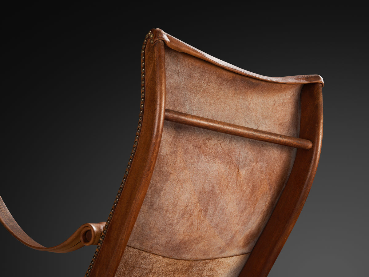 Mogens Voltelen for Ivan Schlechter 'Copenhagen' Lounge Chair in Cognac Leather and Teak Seating Morentz