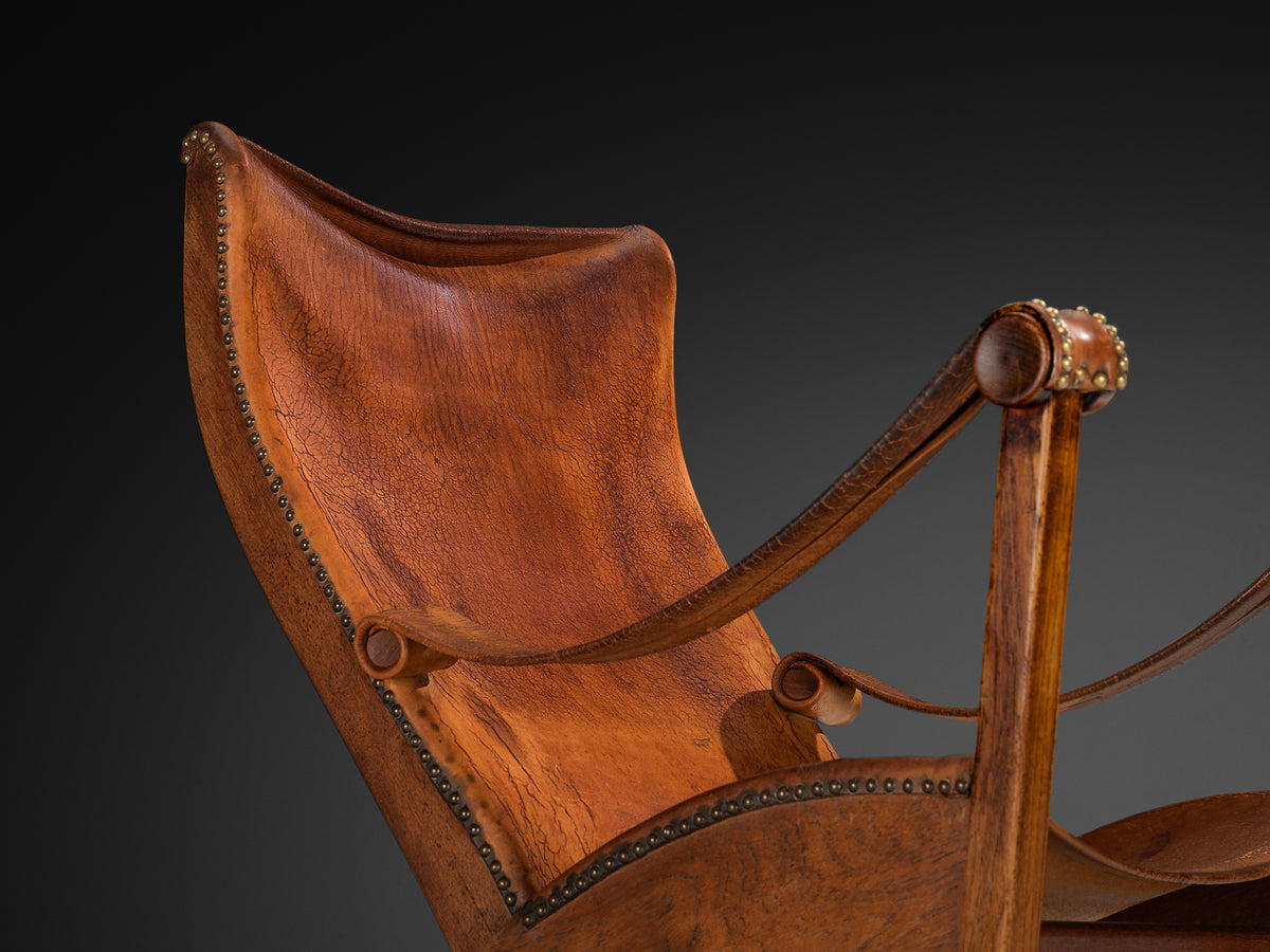 Mogens Voltelen for Ivan Schlechter 'Copenhagen' Lounge Chair in Cognac Leather and Teak Seating Morentz
