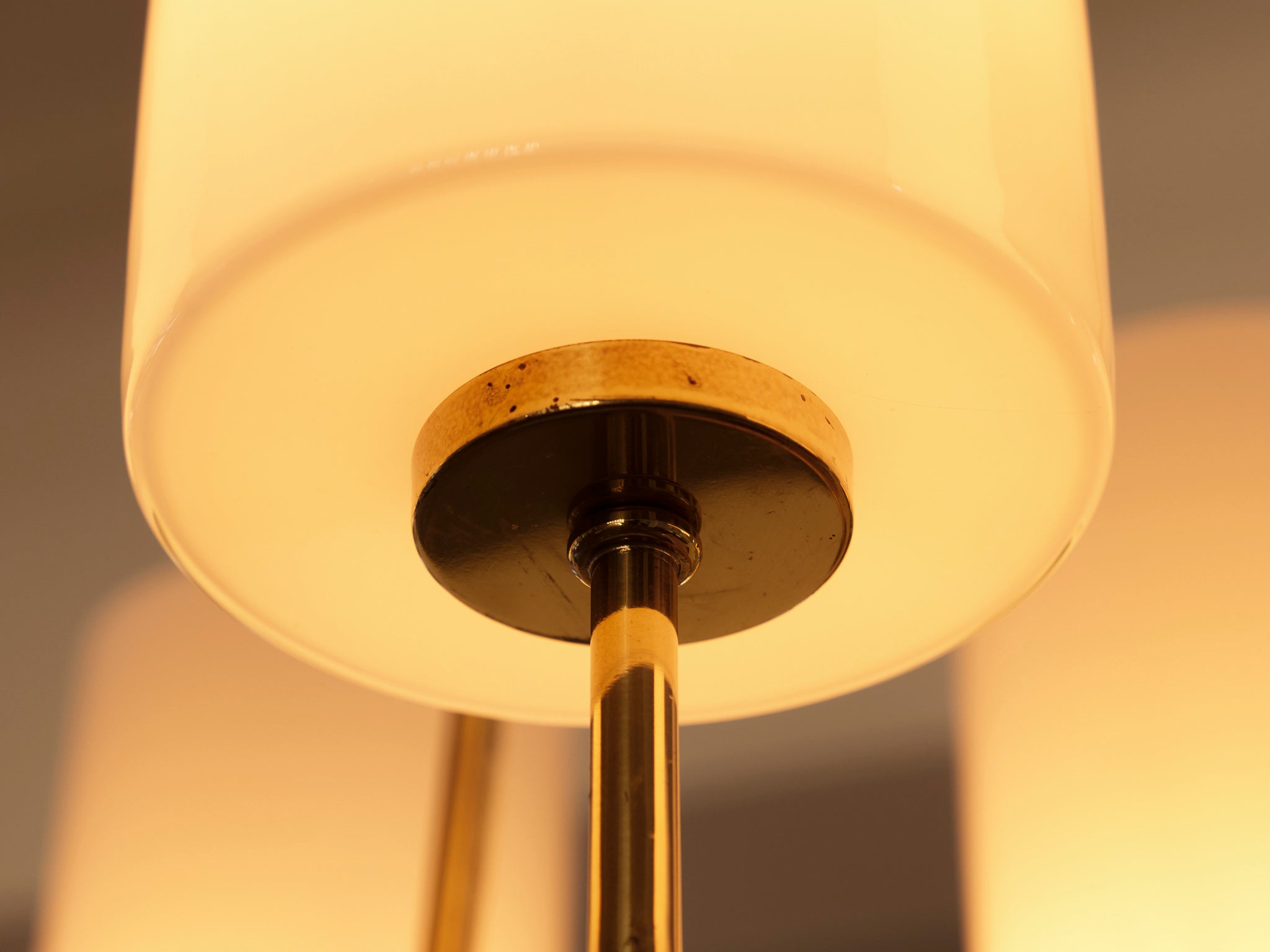 Very Large Paavo Tynell for Idman Monumental Chandelier in Brass Opal Glass 155cm/61in