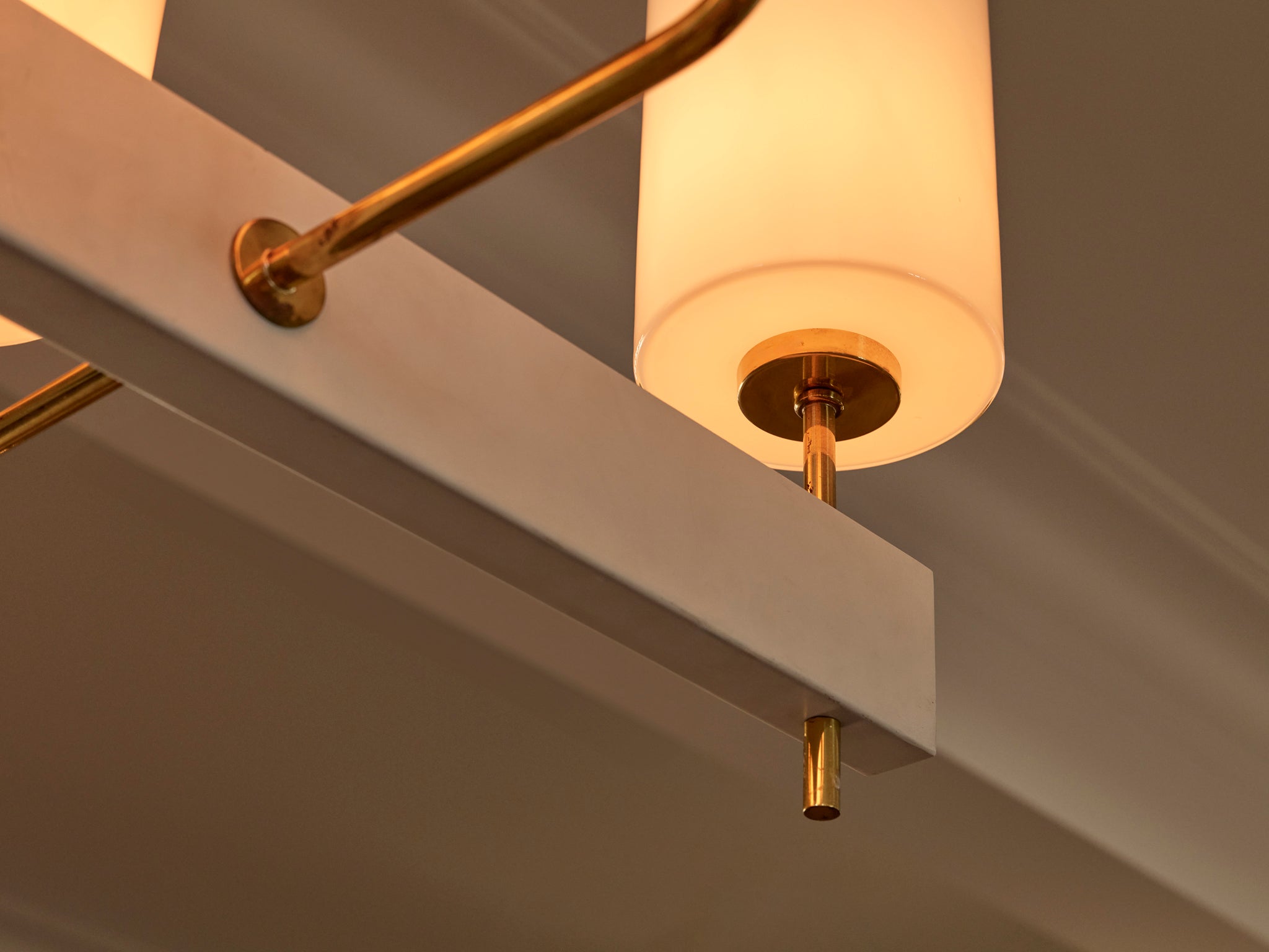 Very Large Paavo Tynell for Idman Monumental Chandelier in Brass Opal Glass 155cm/61in Lighting Morentz