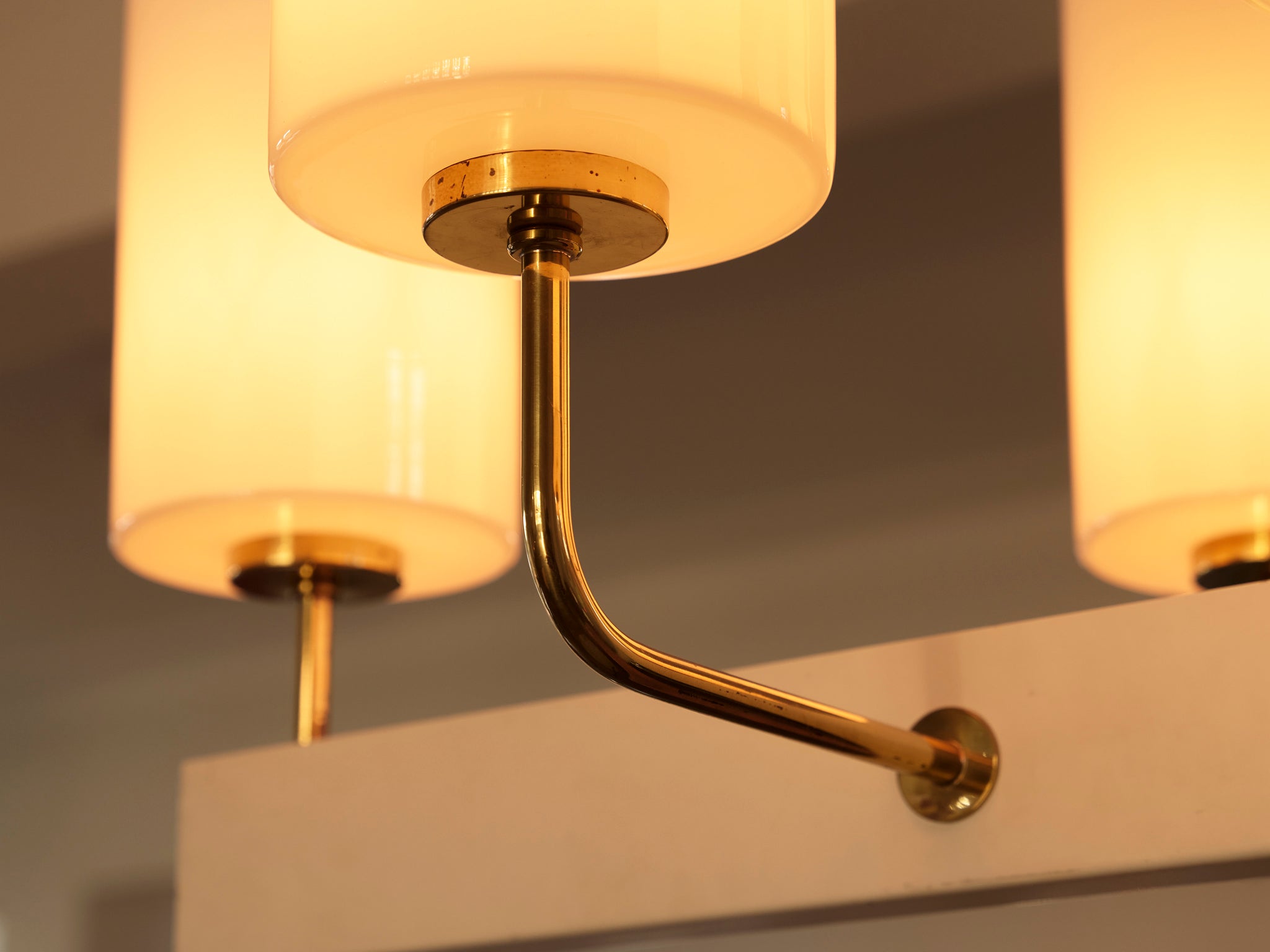 Very Large Paavo Tynell for Idman Monumental Chandelier in Brass Opal Glass 155cm/61in Lighting Morentz