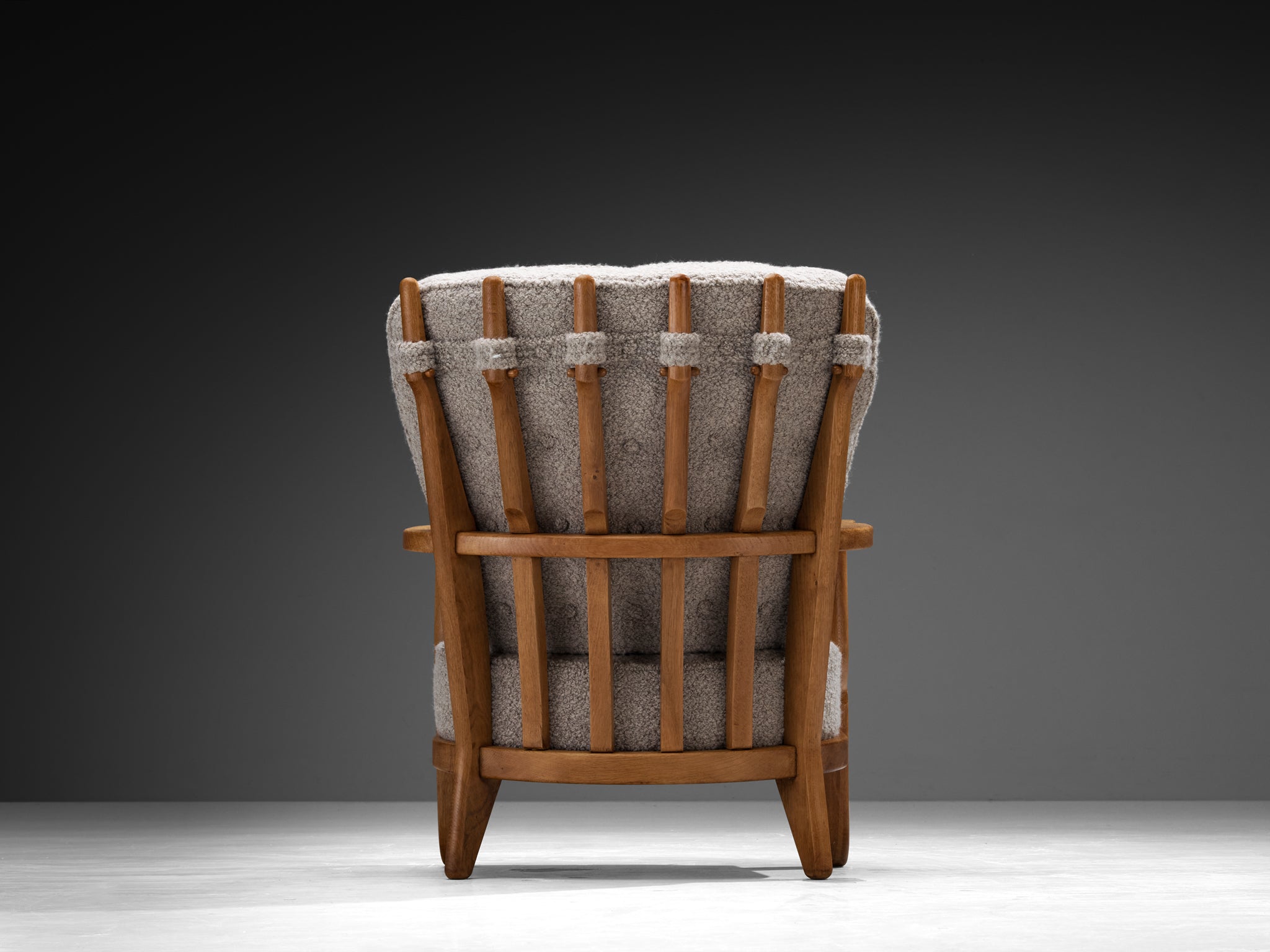 Guillerme & Chambron 'Petit Repos' Lounge Chair in Solid Oak and Teddy Fabric Seating Morentz