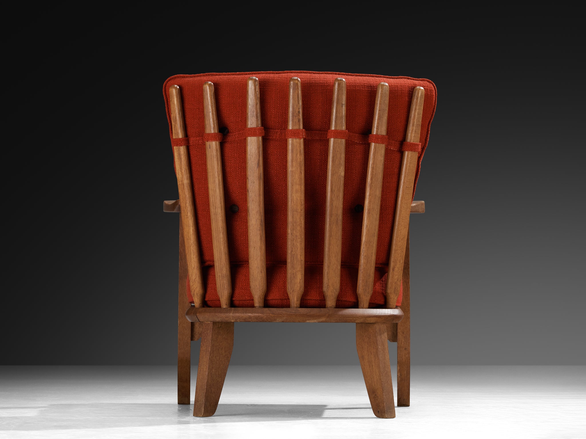 Guillerme & Chambron Lounge Chair in Oak and Red Cushions Seating Morentz