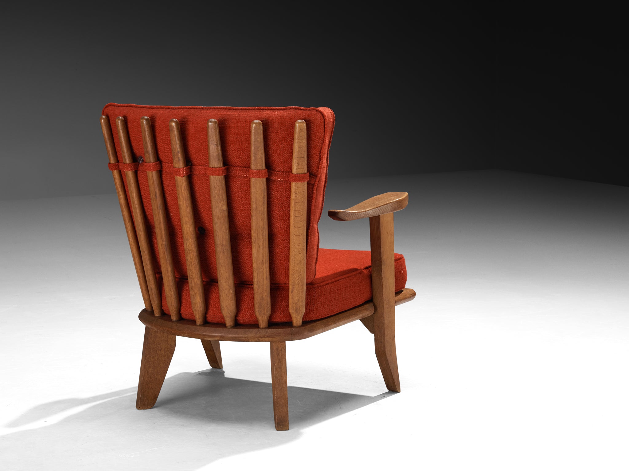 Guillerme & Chambron Lounge Chair in Oak and Red Cushions Seating Morentz