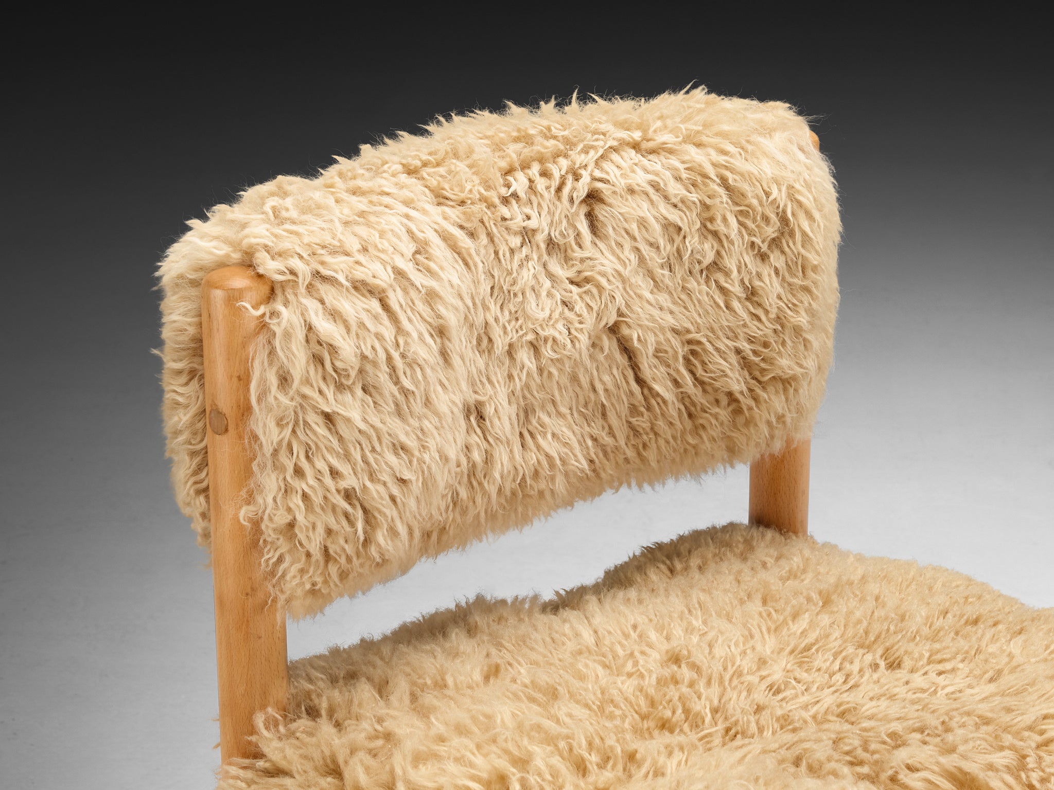 Danish Dining Chairs in Wood and Sheepskin Seating Morentz