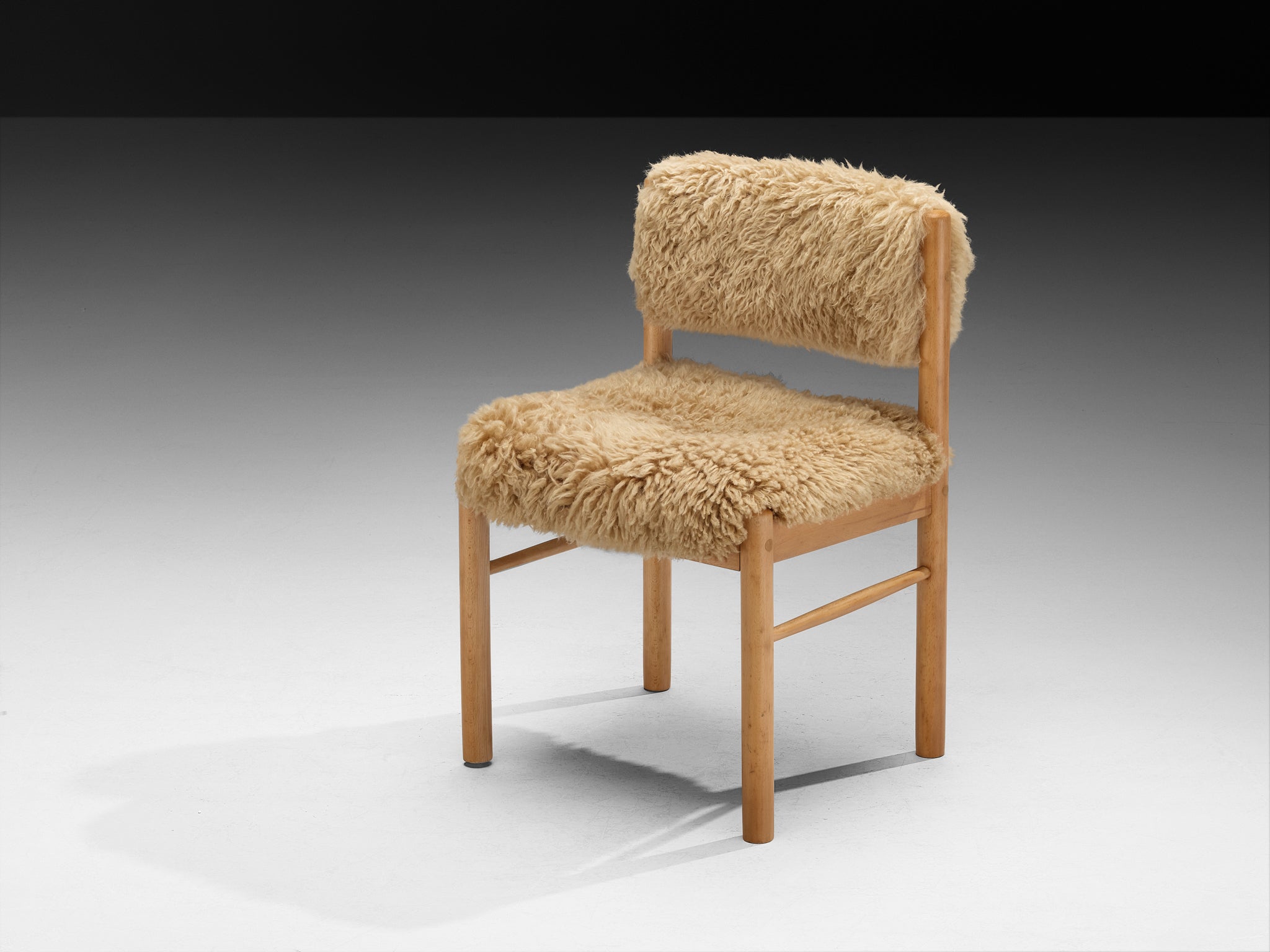 Danish Dining Chairs in Wood and Sheepskin Seating Morentz