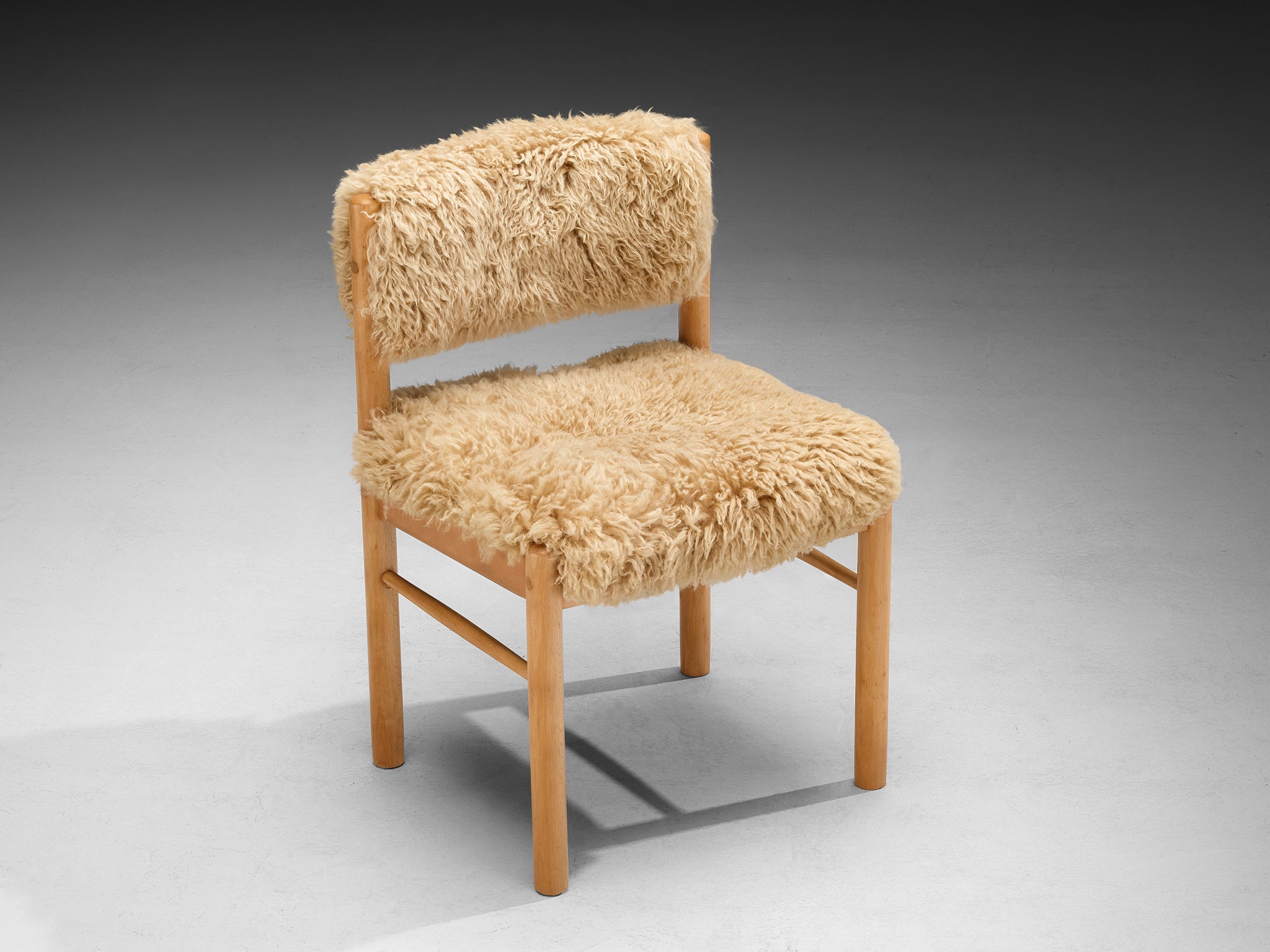 Danish Dining Chairs in Wood and Sheepskin Seating Morentz