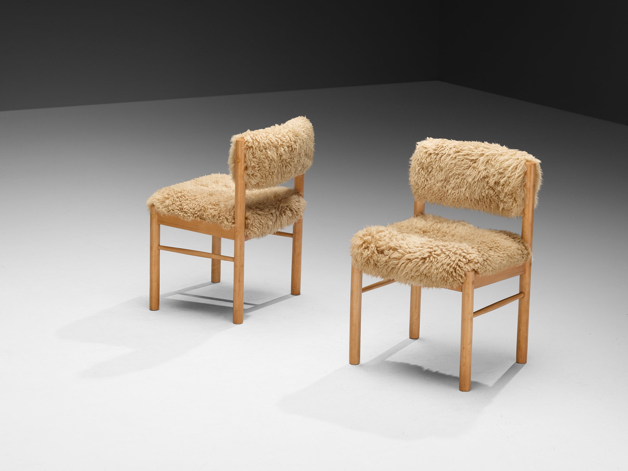 Danish Dining Chairs in Wood and Sheepskin Seating Morentz